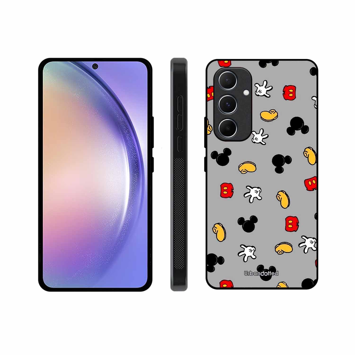 Whimsical Mouse Pattern Glass Case For Samsung A55
