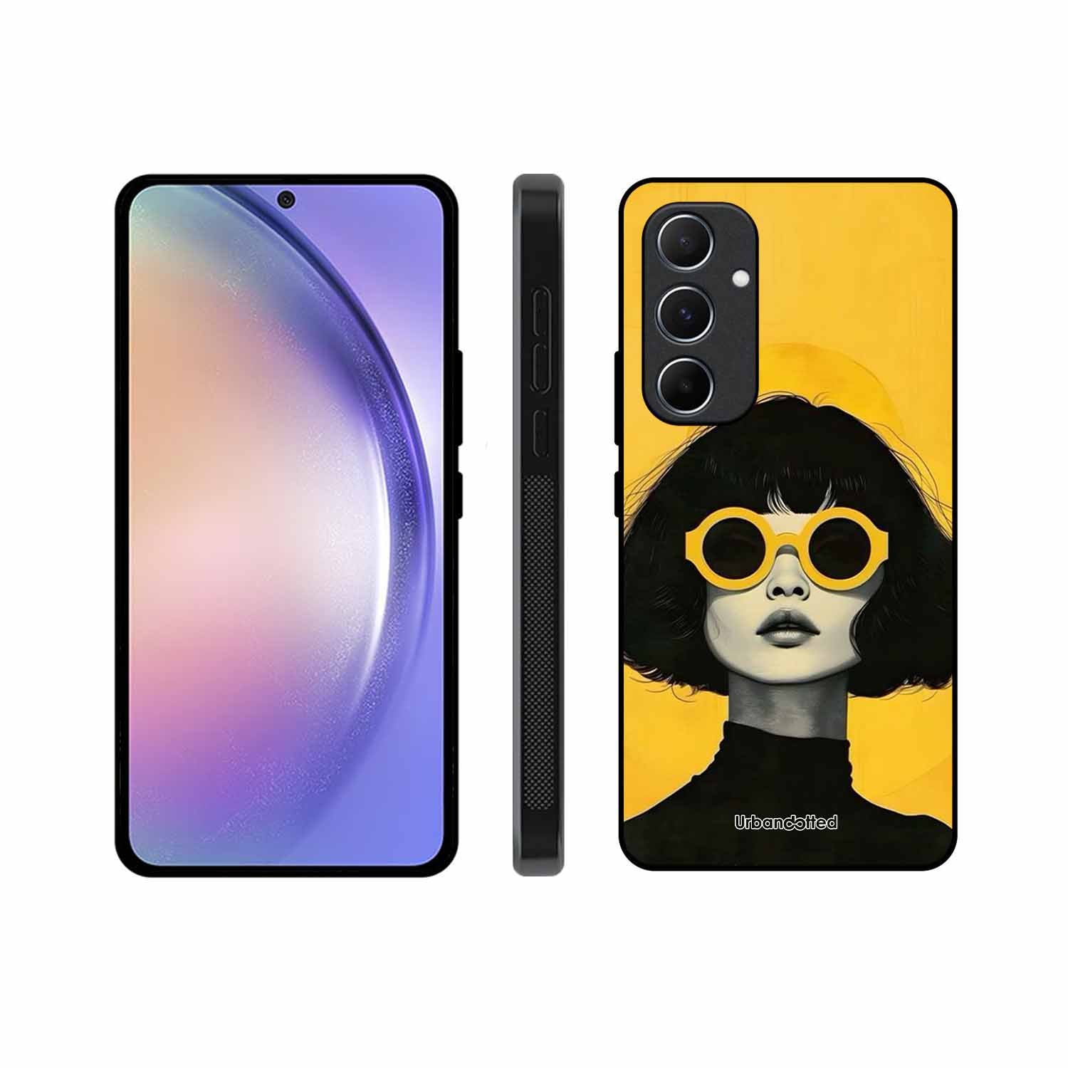 Retro Sunglasses Portrait Glass Case For Samsung A55