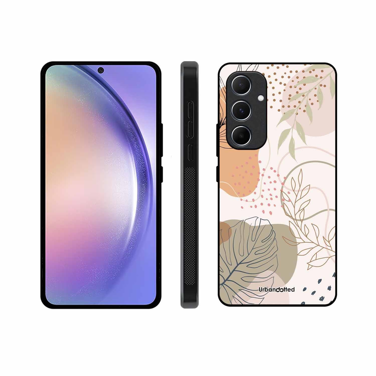 Minimalist Leaf Pattern Glass Case For Samsung A55