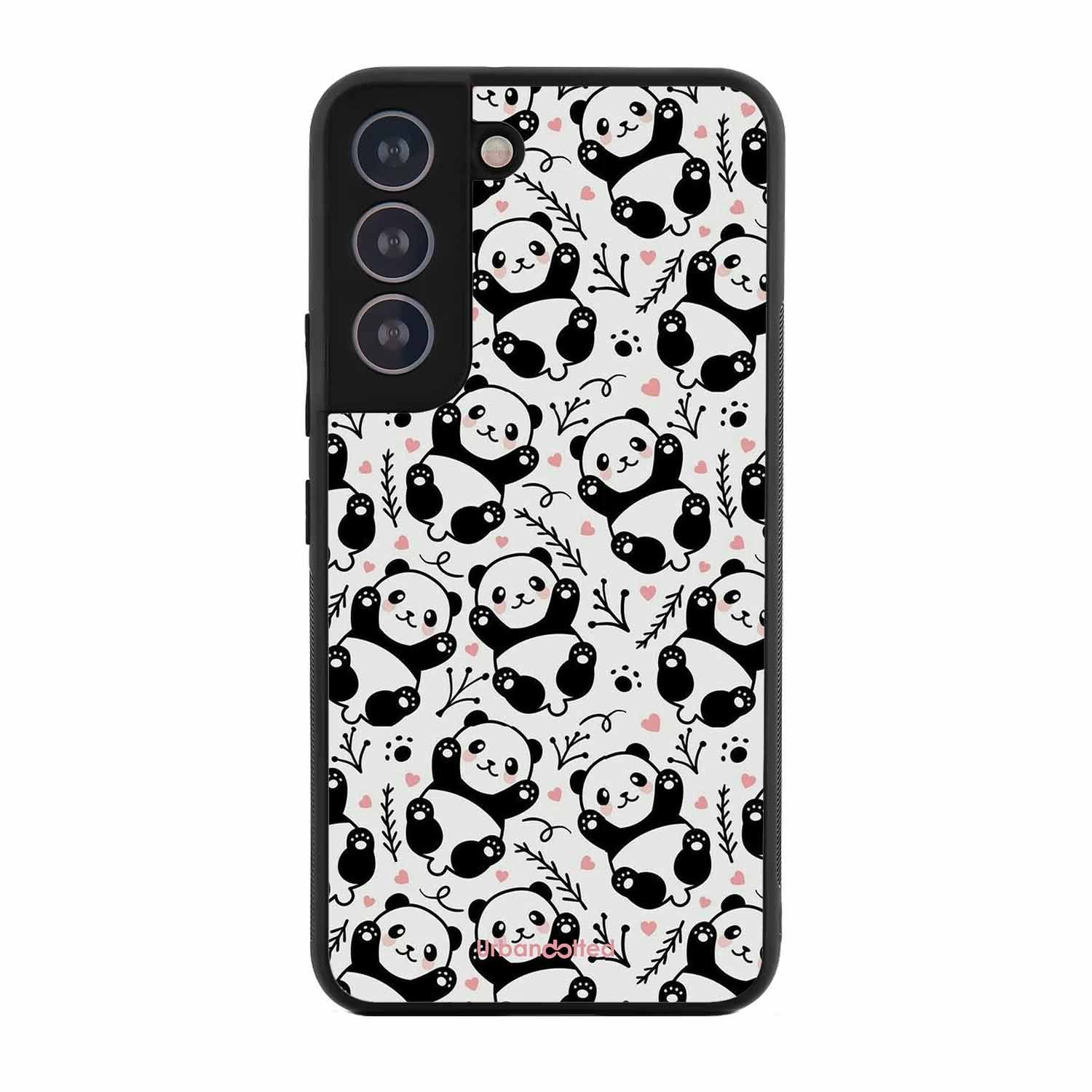 Cute Doodle Panda Glass Case For Samsung S21 Plus