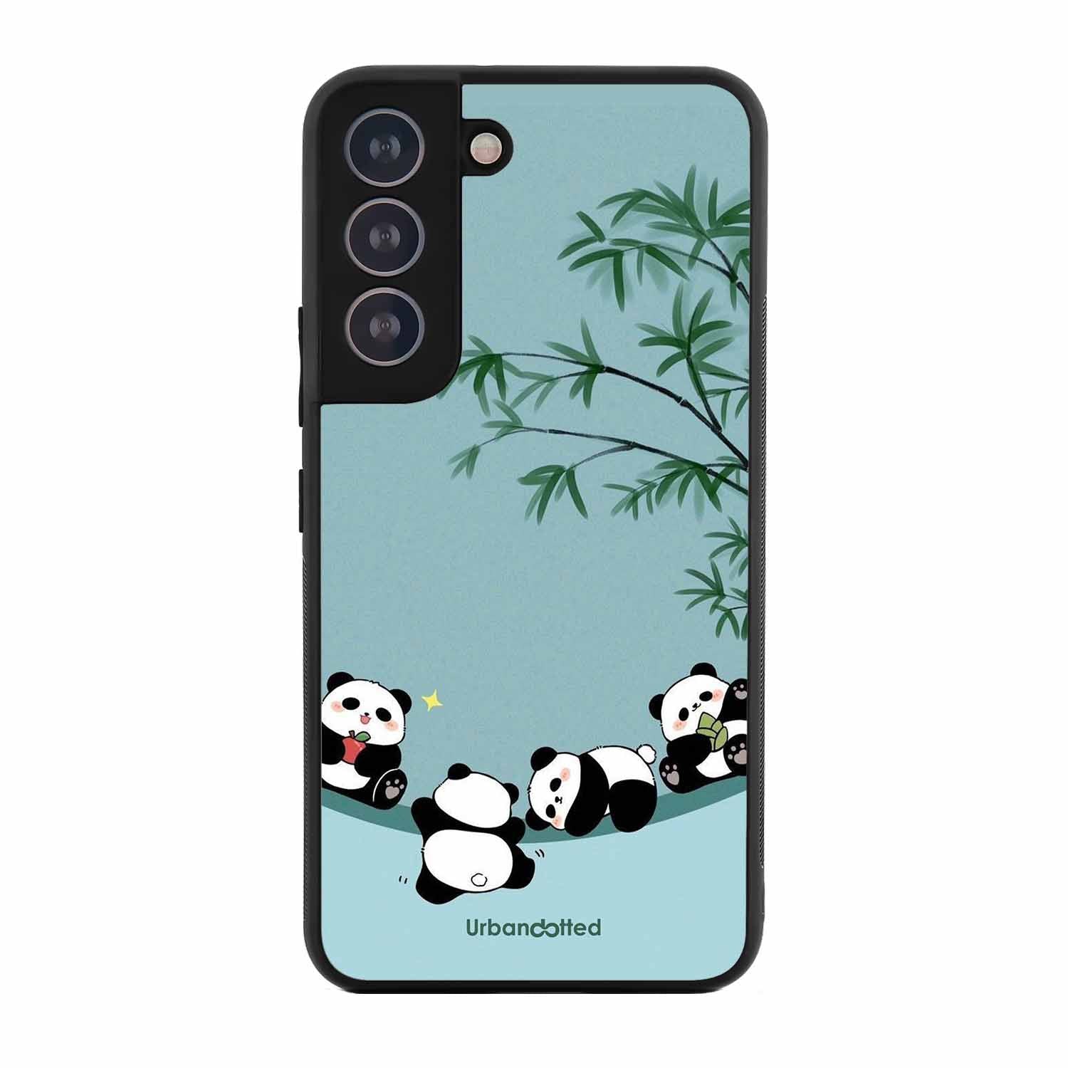 Cute Resting Pandas Glass Case For Samsung S21 Plus