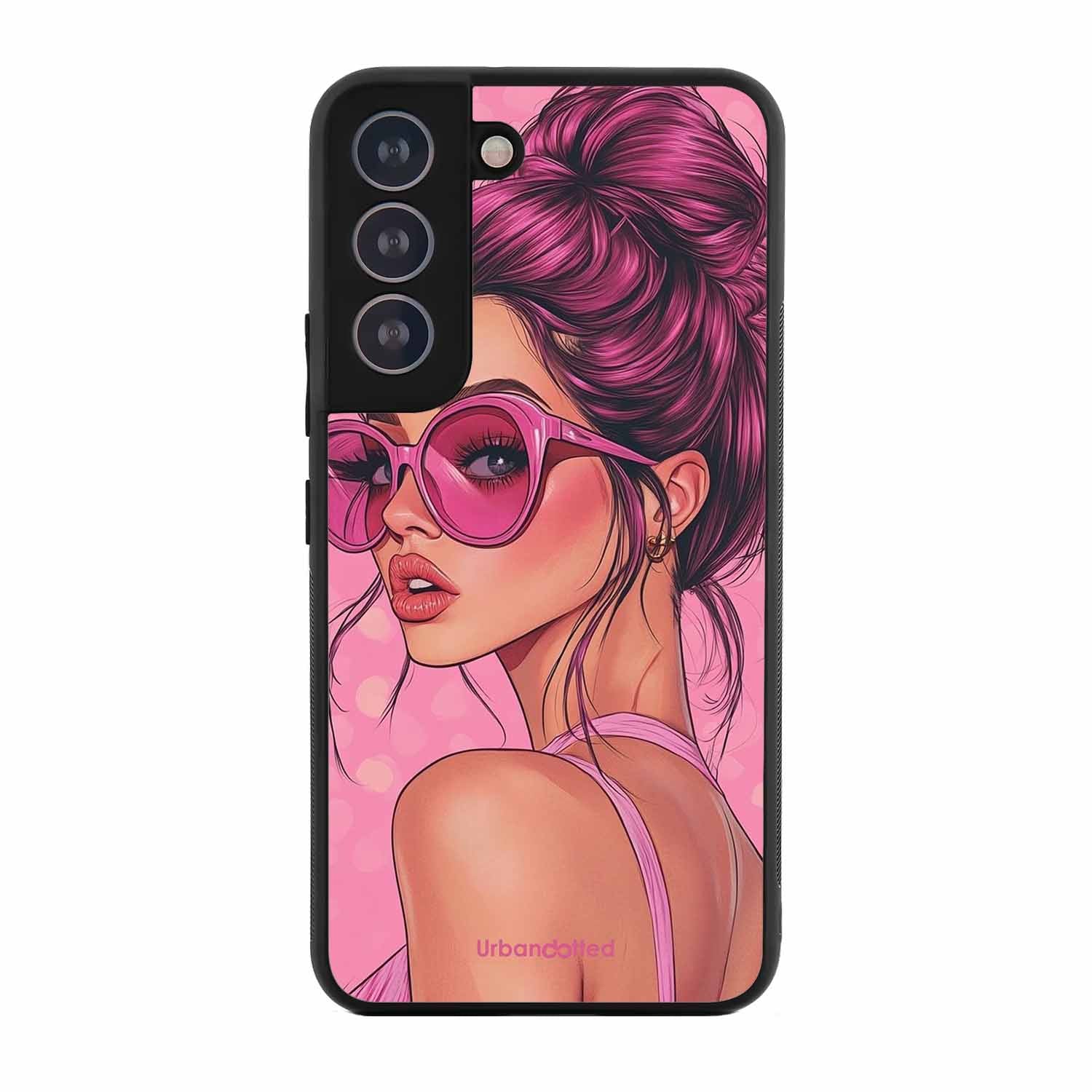 Retro Sunglasses Girl Glass Case For Samsung S21