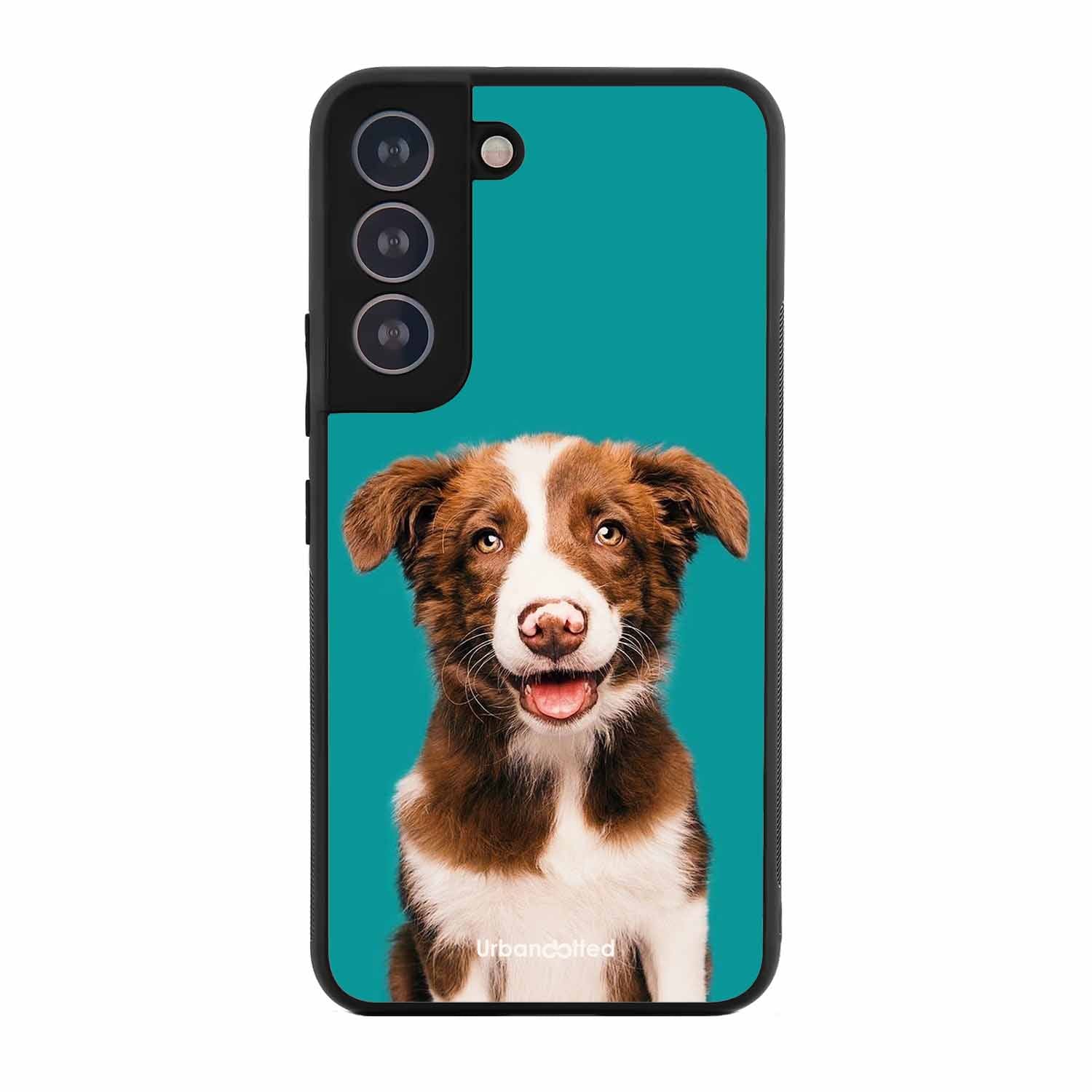 Smiling Dog Portrait Glass Case For Samsung S21 Plus