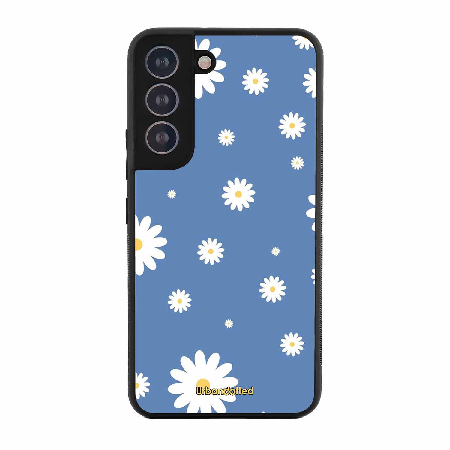 Blue Daisy Meadow Glass Case For Samsung S21 Plus