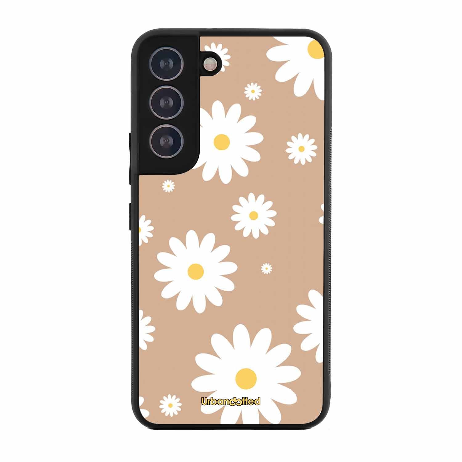 Tan Daisy Field Glass Case For Samsung S21 Plus