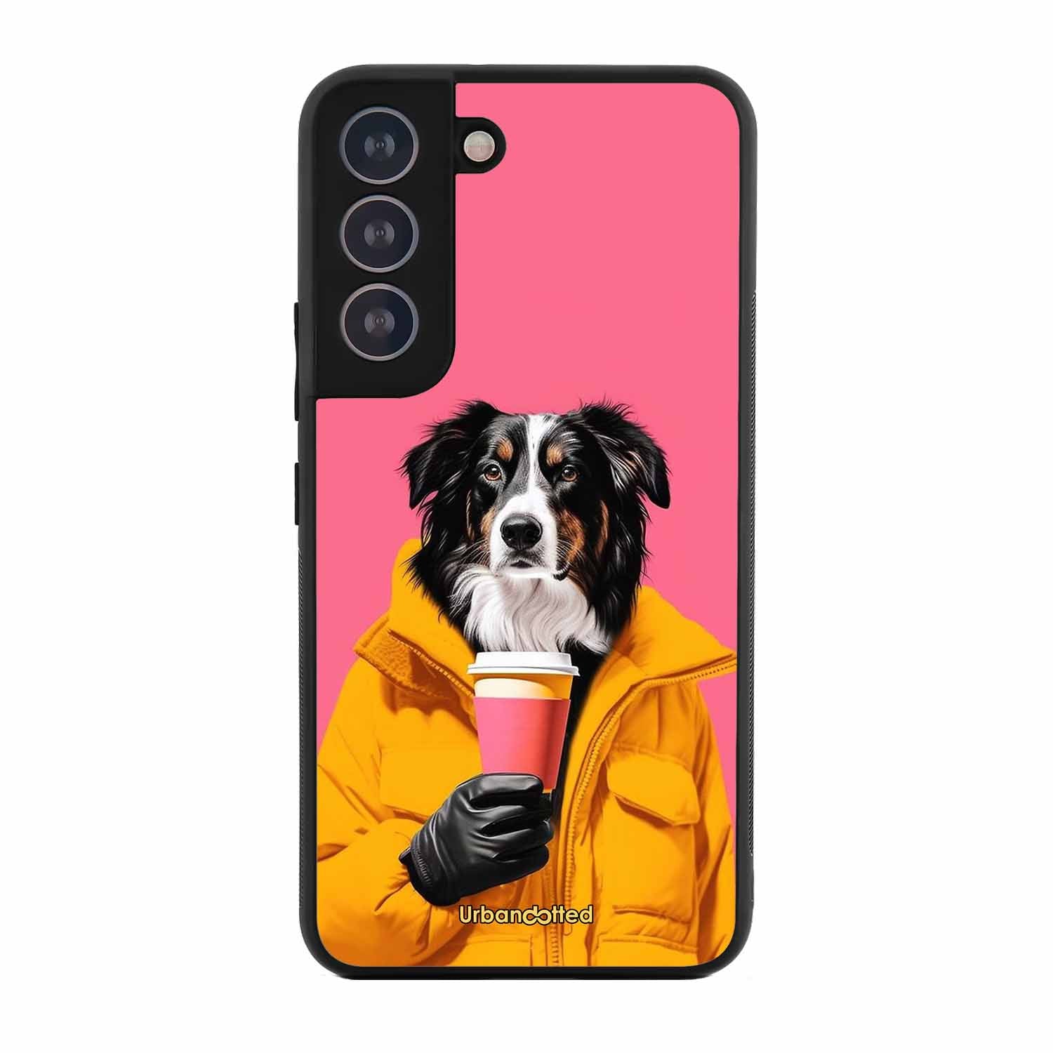 Trendy Dog with Drink Glass Case For Samsung S21