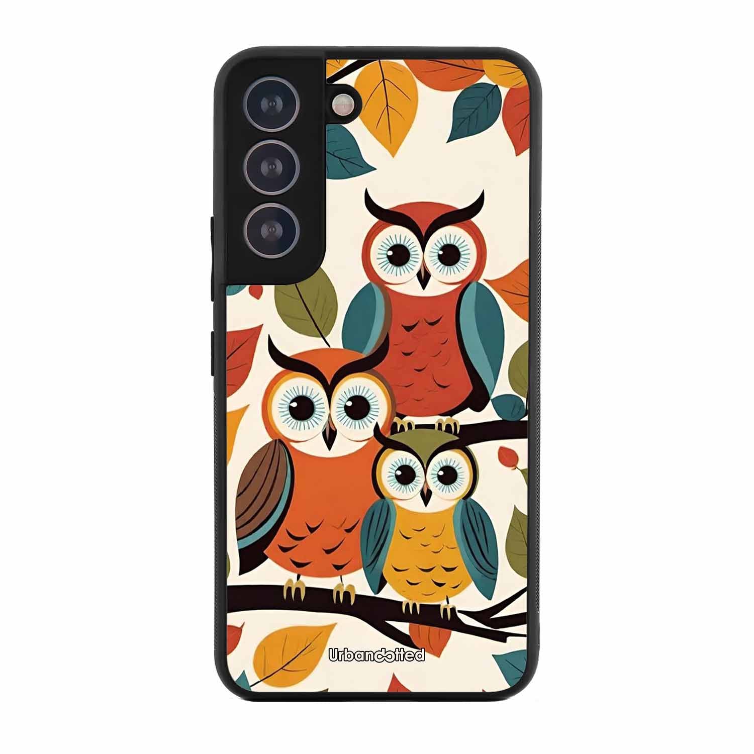 Retro Owl Family Glass Case For Samsung S21