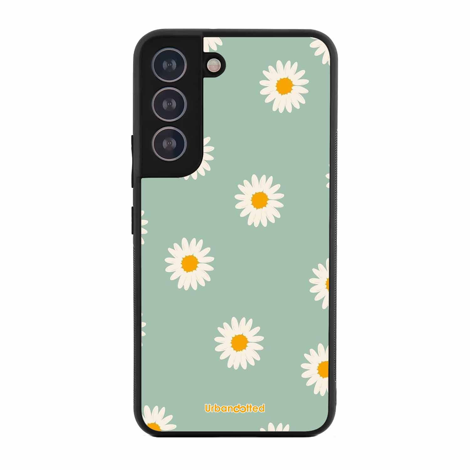 Scattered White Daisies Glass Case For Samsung S21 Plus
