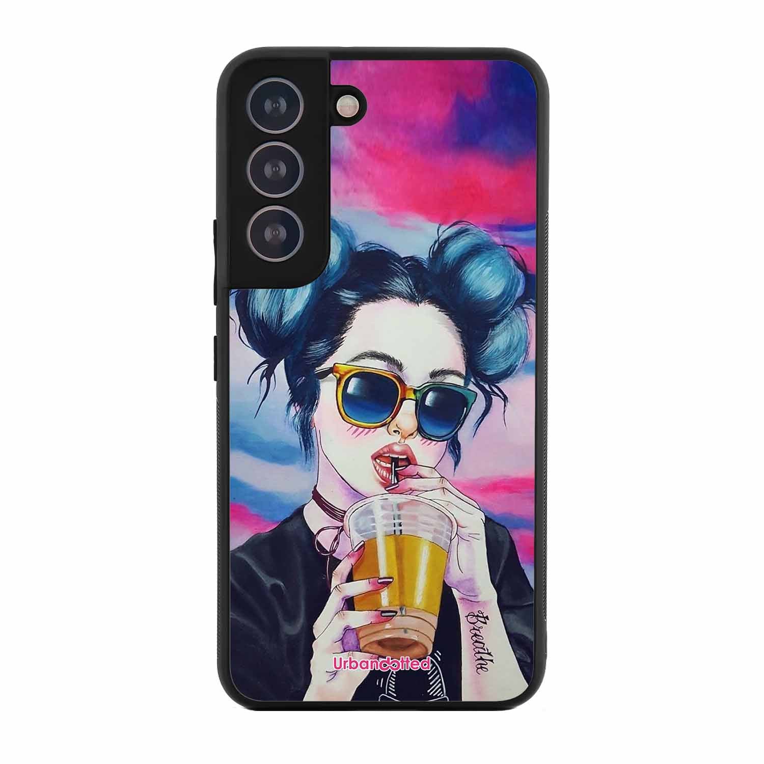 "Breathe" Tattoo Girl Glass Case For Samsung S21 Plus