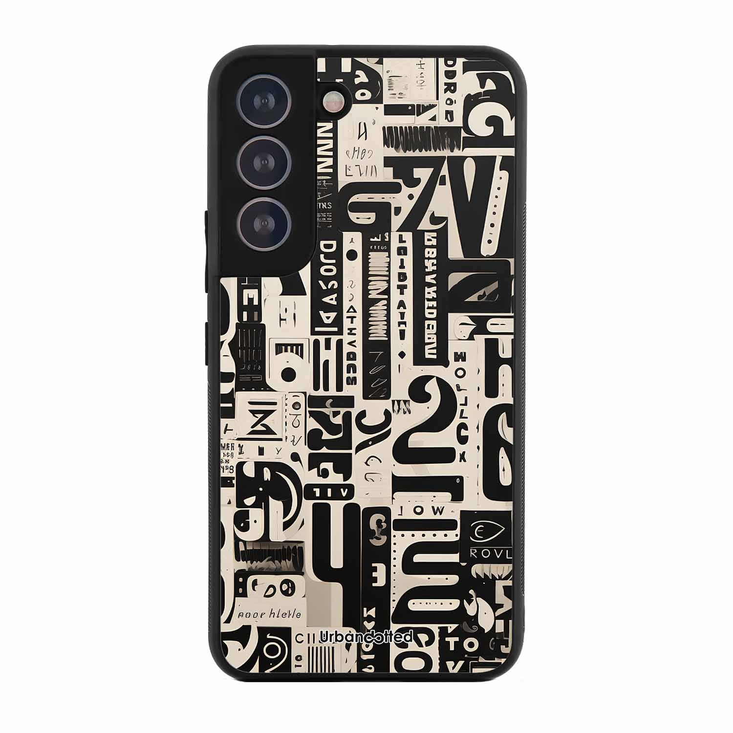 Abstract Typography Collage Glass Case For Samsung S21