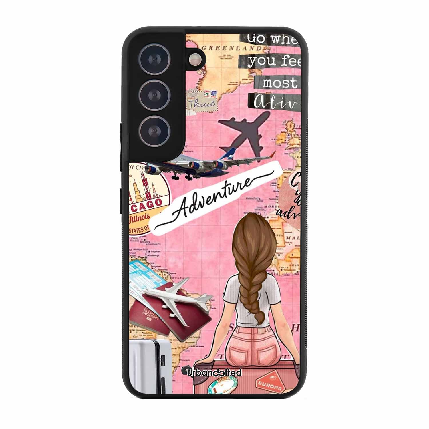 Travel Adventure Map Glass Case For Samsung S21 Plus