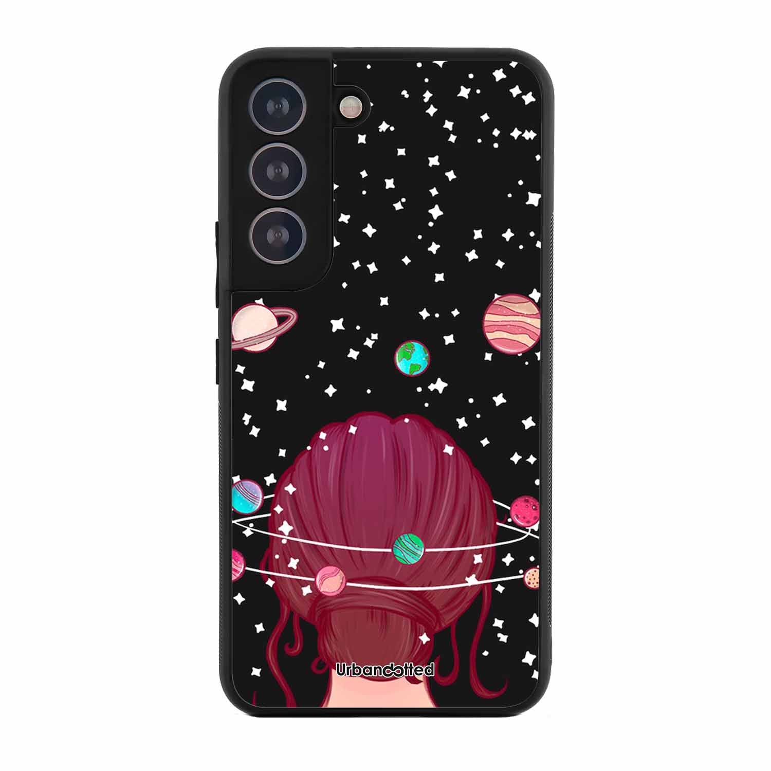 Galactic Hair Space Girl Glass Case For Samsung S21