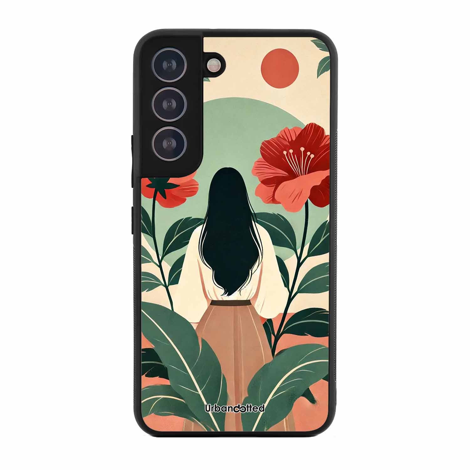 Woman in Floral Garden Glass Case For Samsung S21