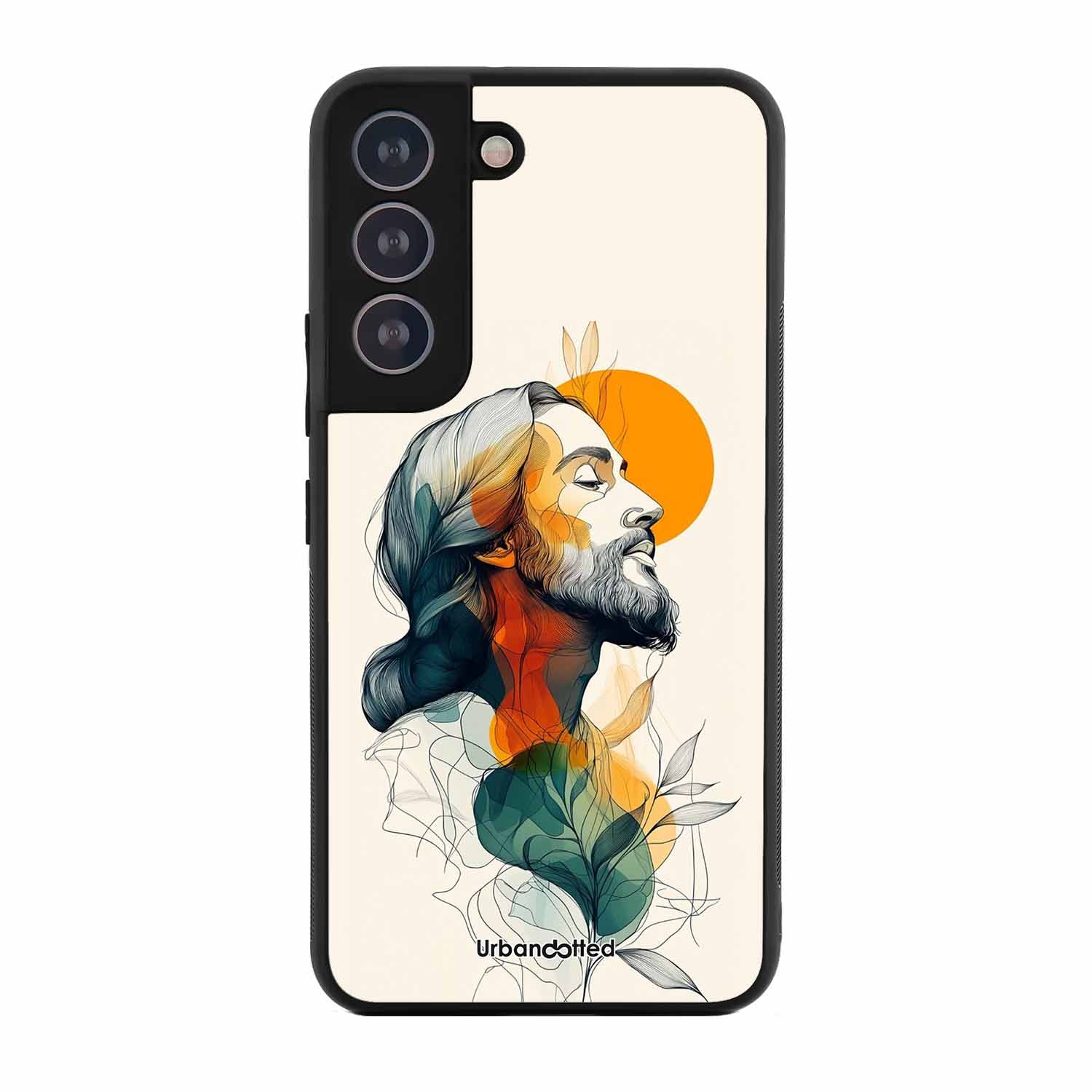 Jesus in Profile Prayer Glass Case For Samsung S21 Plus