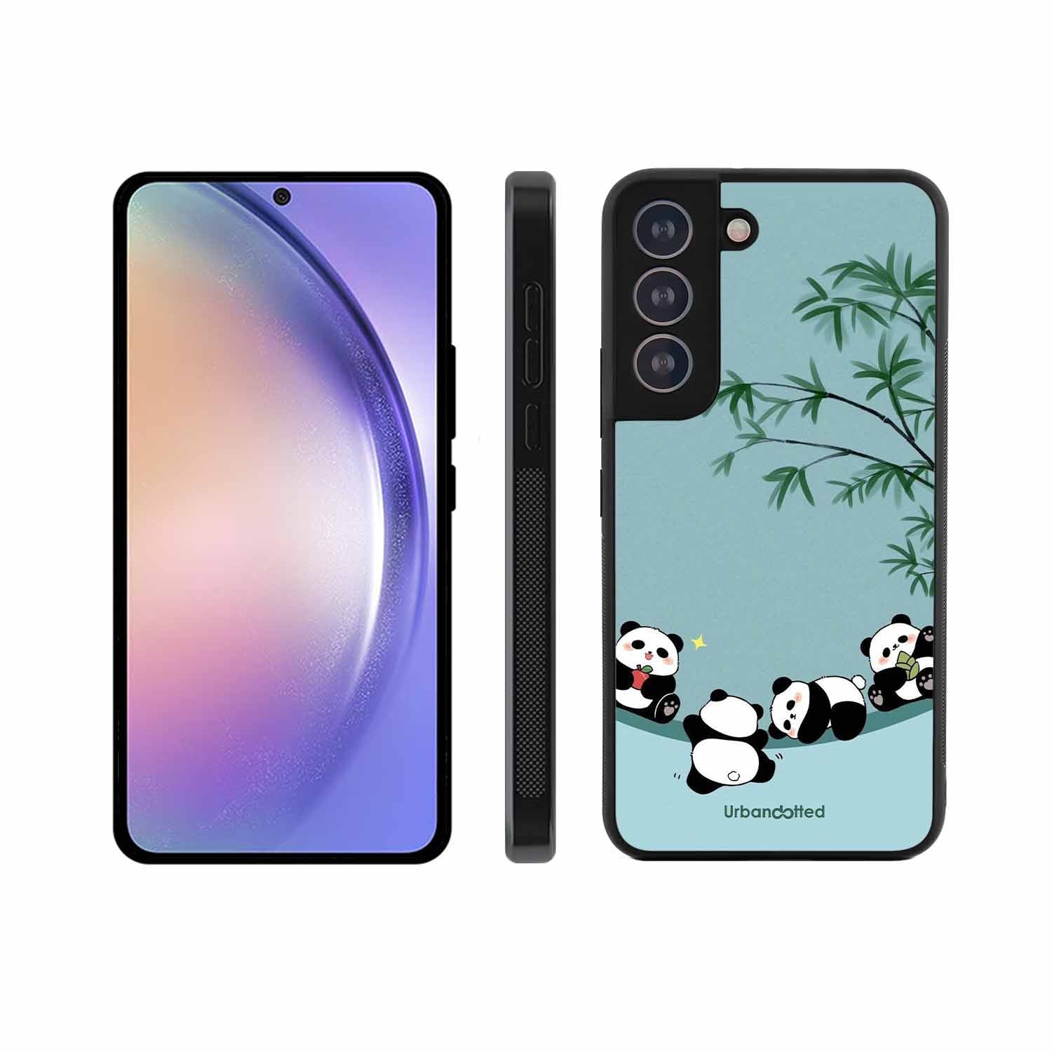 Cute Resting Pandas Glass Case For Samsung S21 Plus