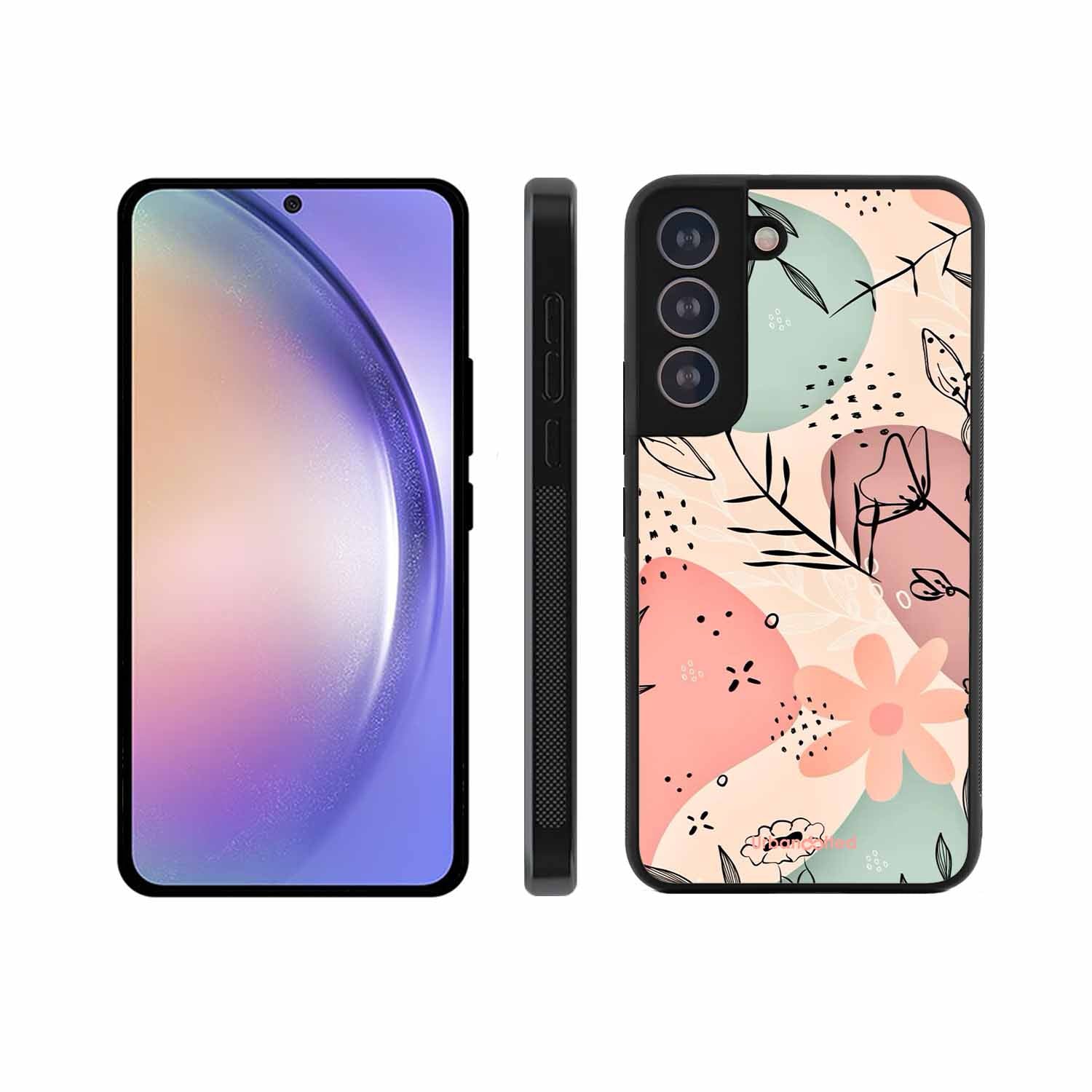 Abstract Floral Glass Case For Samsung S21