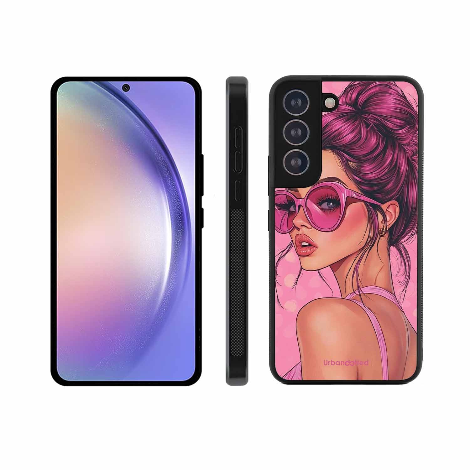 Retro Sunglasses Girl Glass Case For Samsung S21 Plus