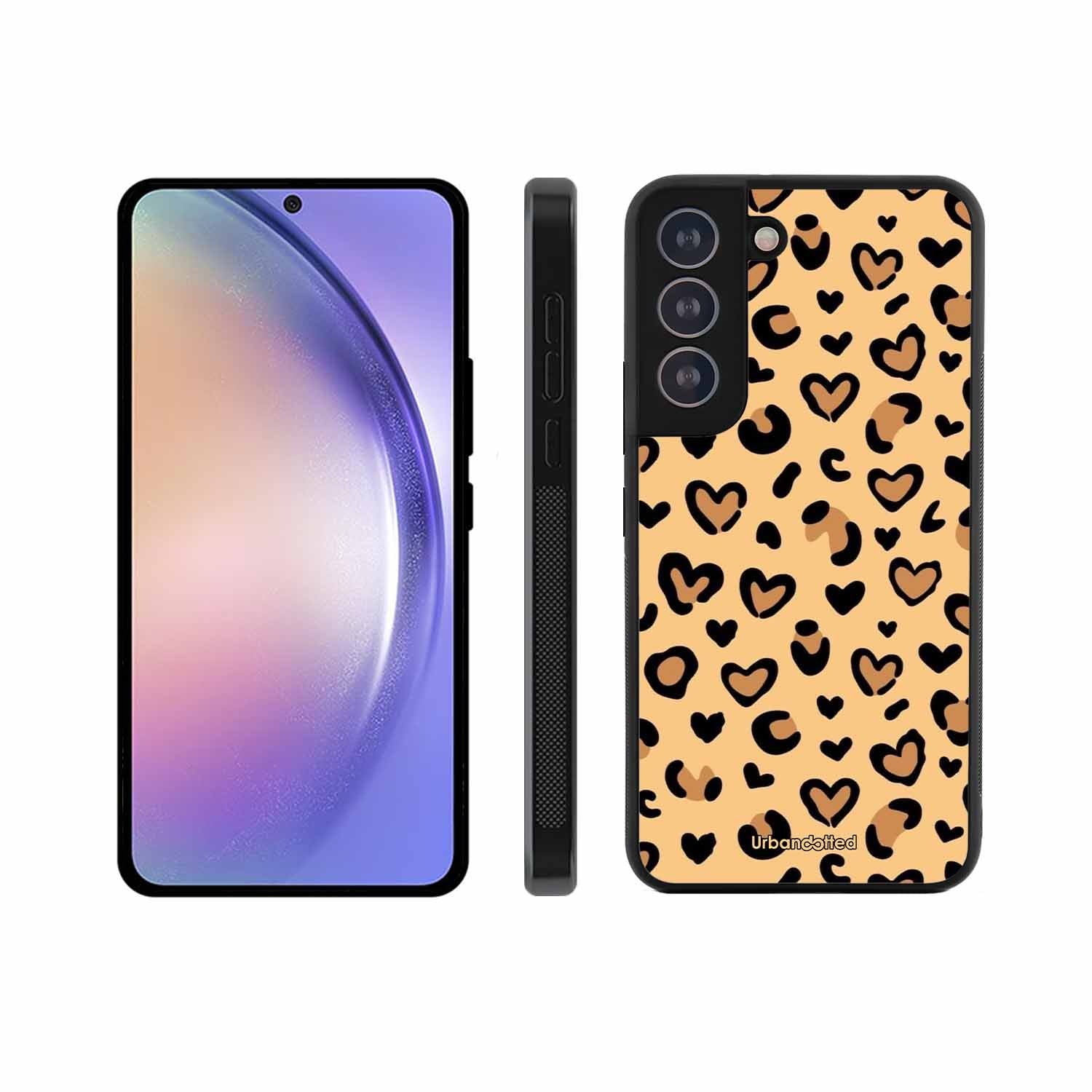 Native Animal Print Hearts Glass Case For Samsung S21 Plus