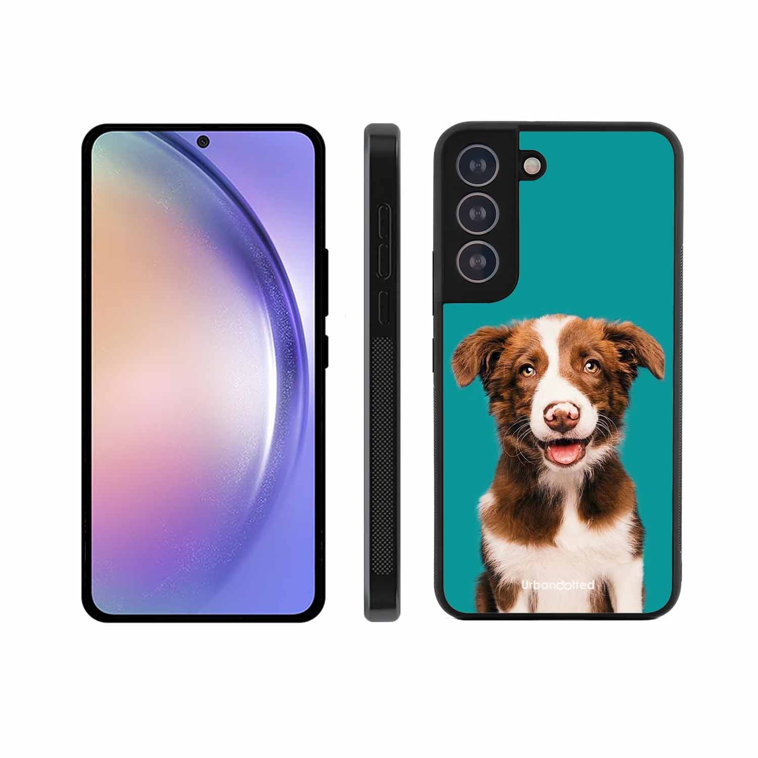 Smiling Dog Portrait Glass Case For Samsung S21 Plus
