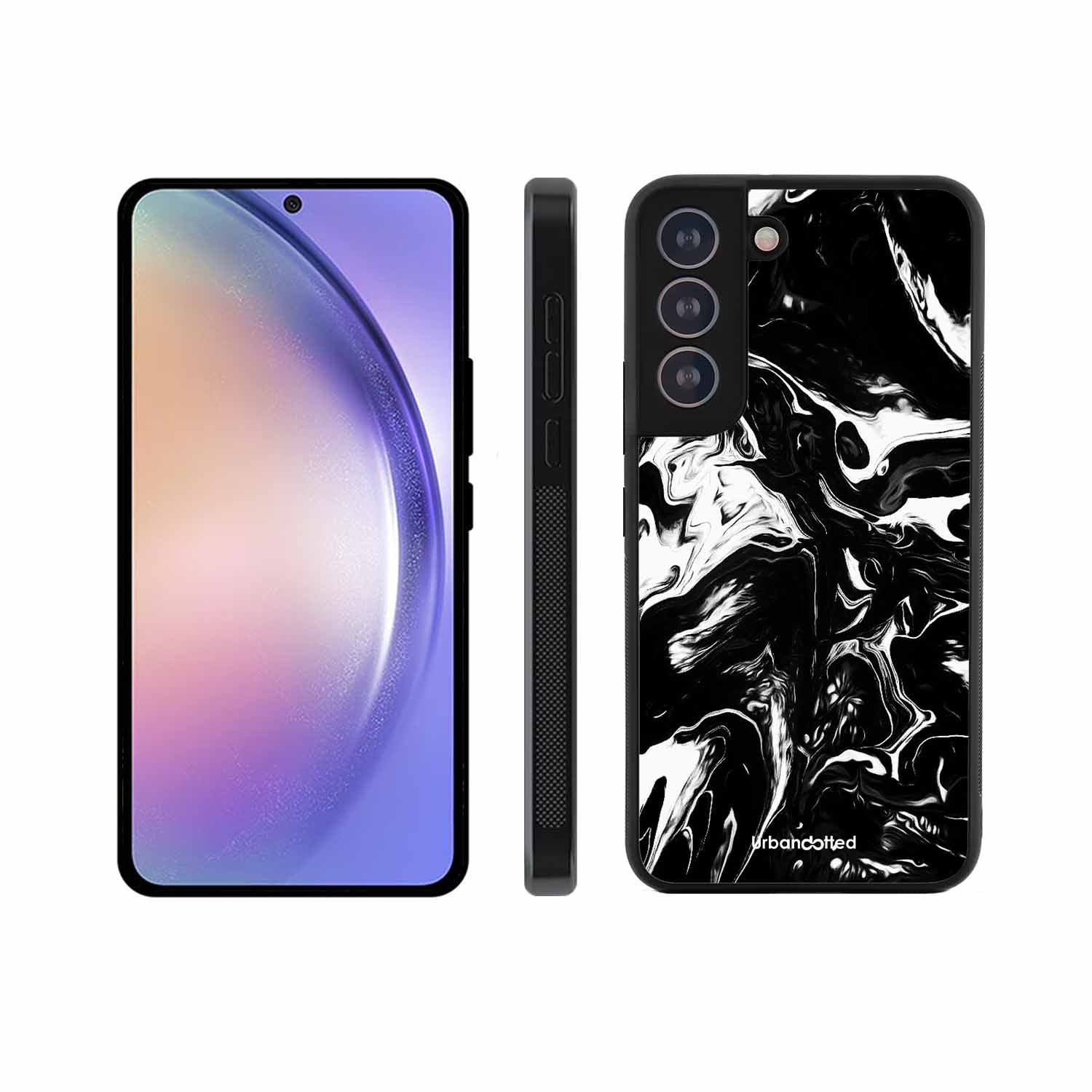 Dark Marble Texture Glass Case For Samsung S21 Plus
