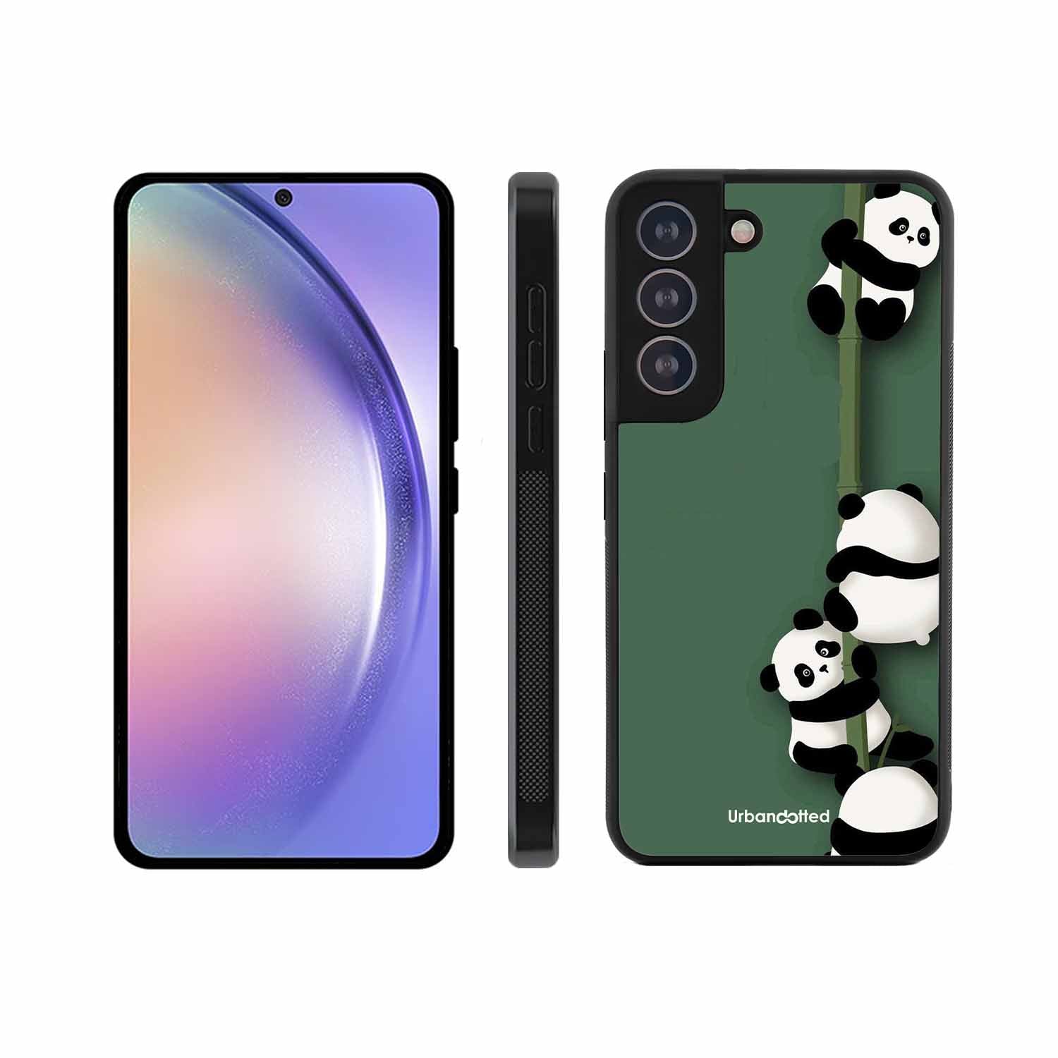 Climbing Pandas Glass Case For Samsung S21 Plus