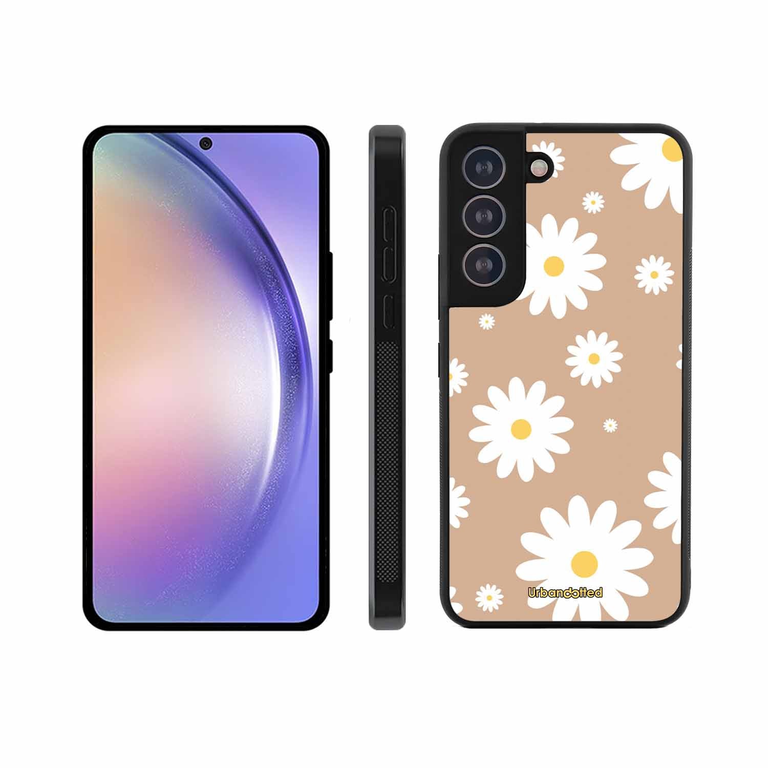 Tan Daisy Field Glass Case For Samsung S21