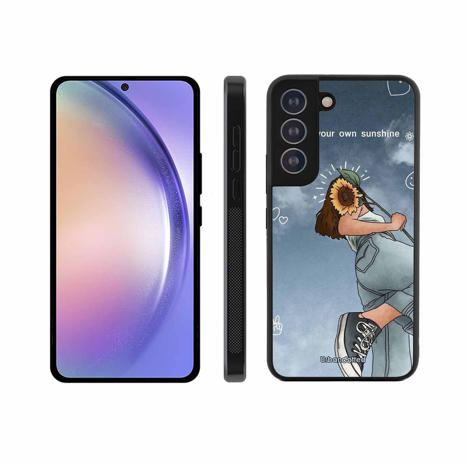 Girl with Sunflower Crown Glass Case For Samsung S21 Plus