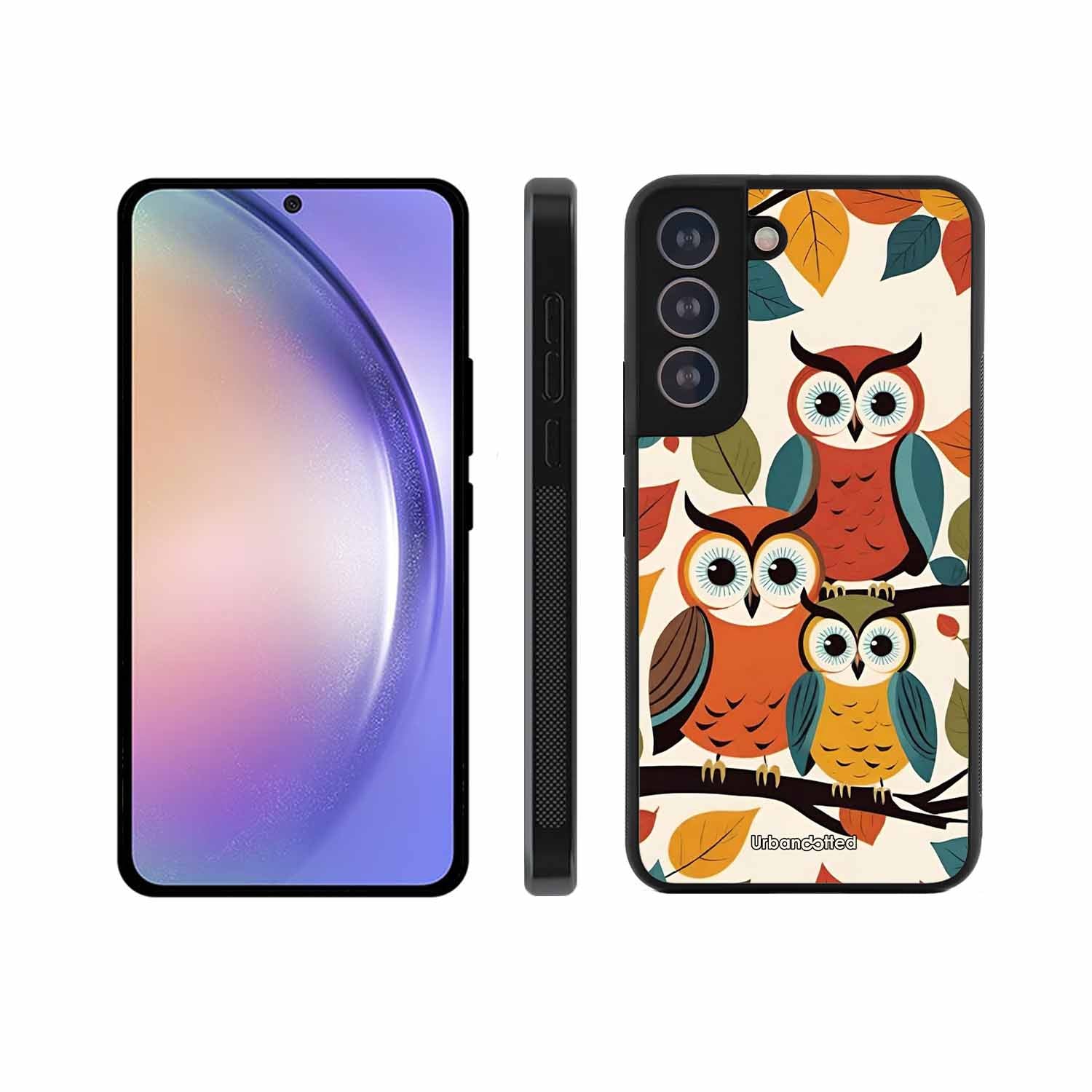 Retro Owl Family Glass Case For Samsung S21
