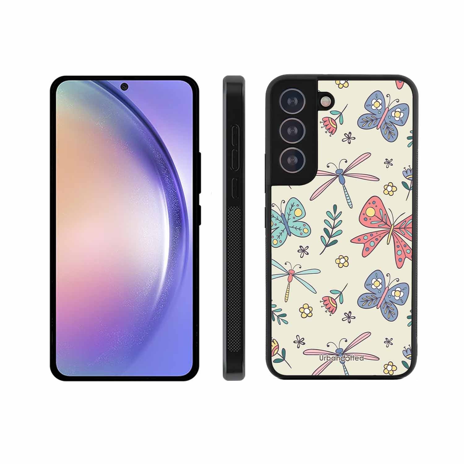 Butterfly and Dragonfly Garden Glass Case For Samsung S21 Plus