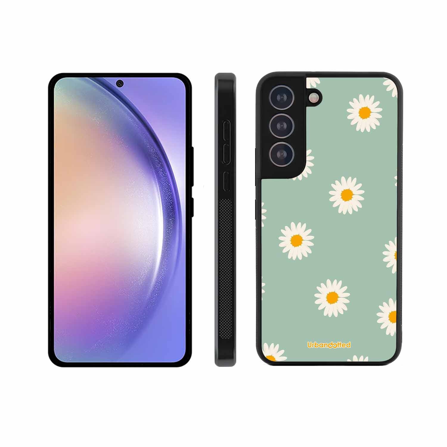 Scattered White Daisies Glass Case For Samsung S21 Plus