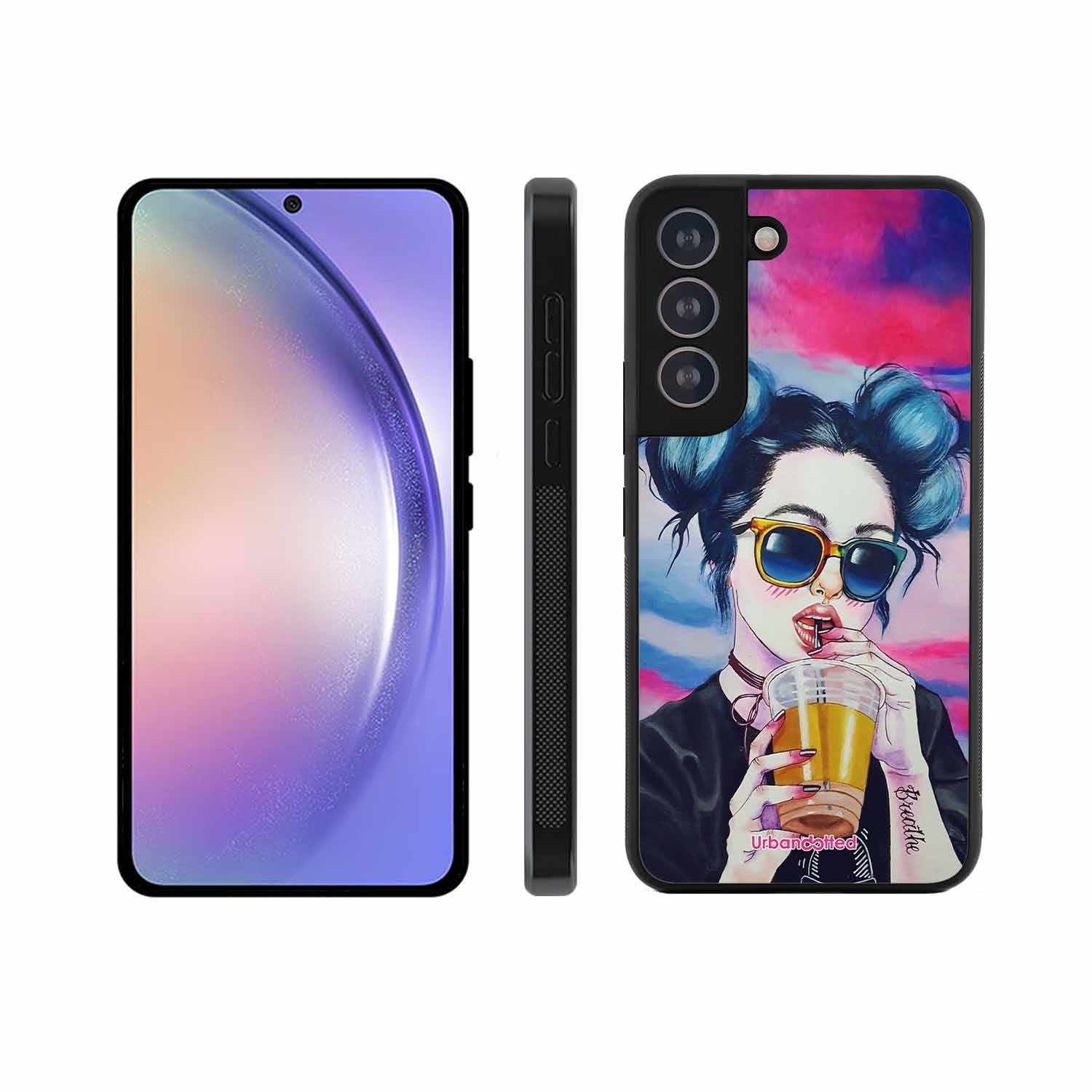 "Breathe" Tattoo Girl Glass Case For Samsung S21 Plus