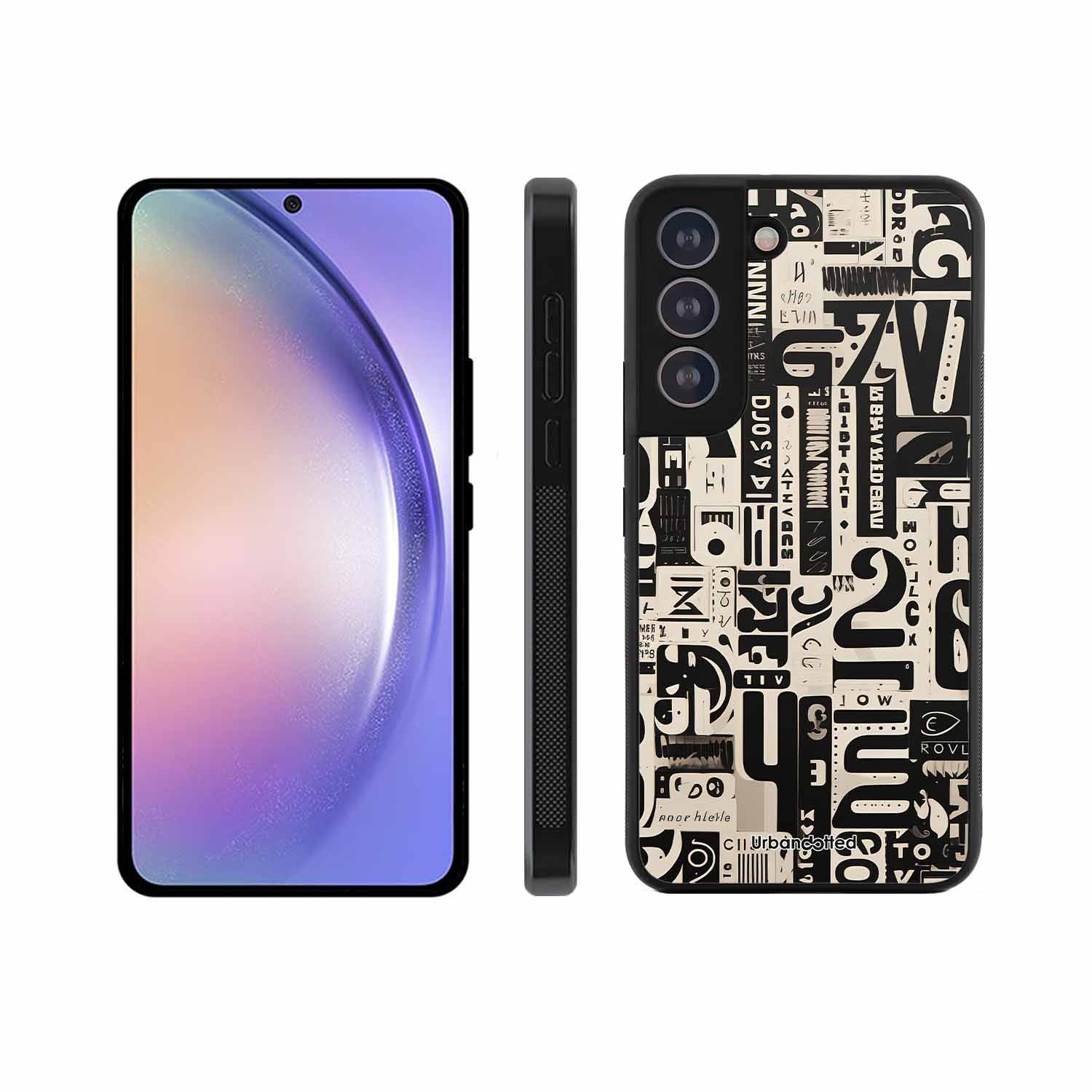 Abstract Typography Collage Glass Case For Samsung S21 Plus