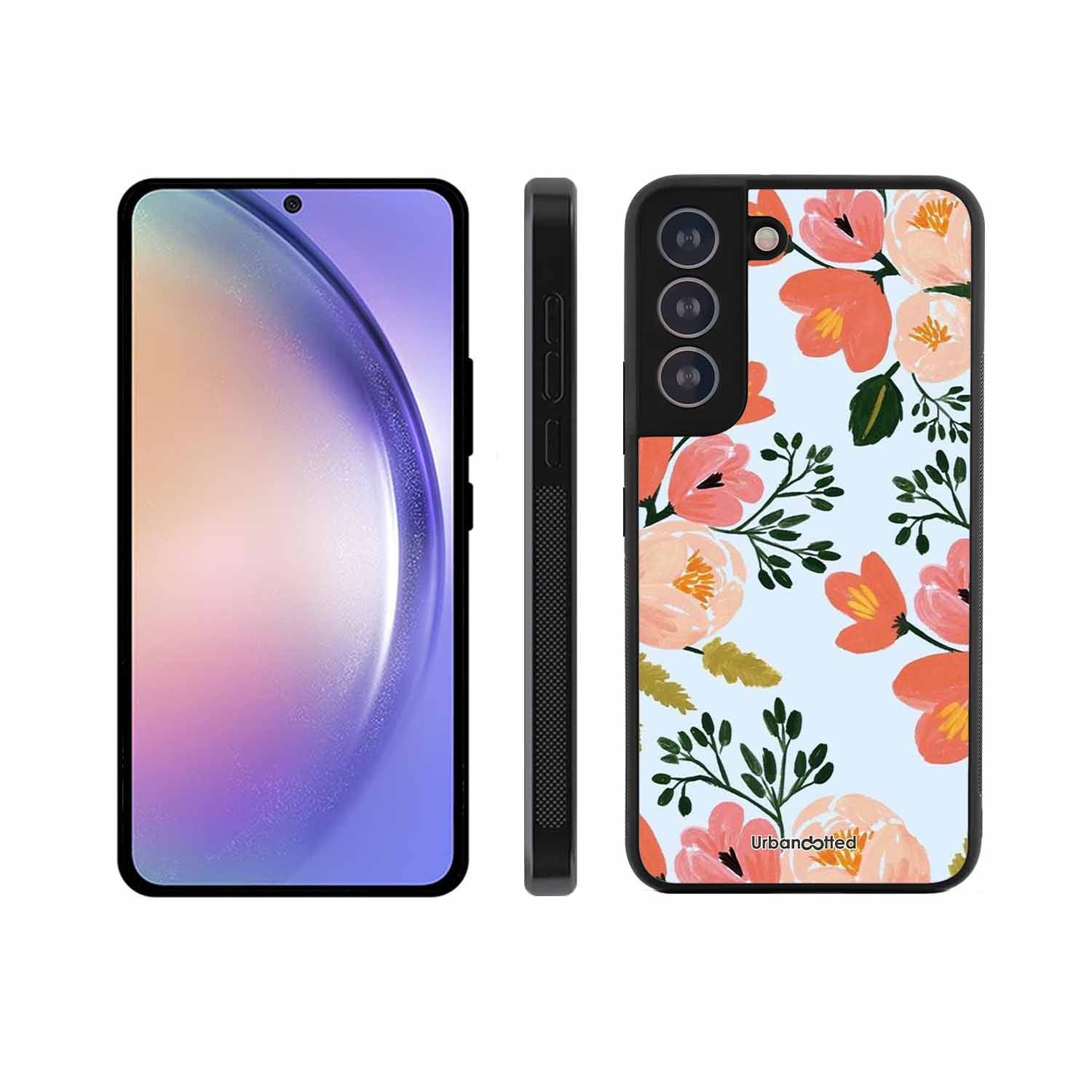 Painted Floral Bouque Glass Case For Samsung S21