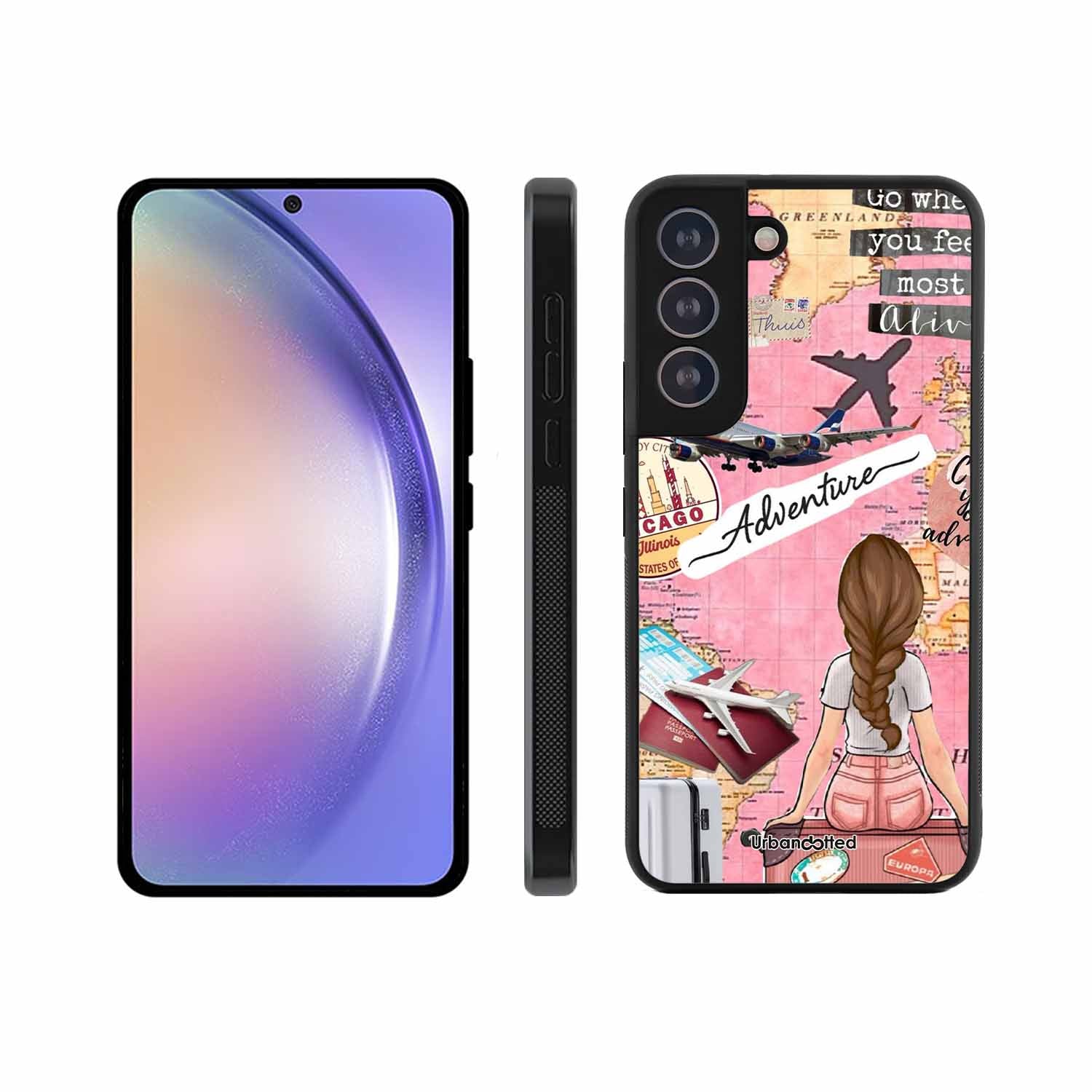Travel Adventure Map Glass Case For Samsung S21