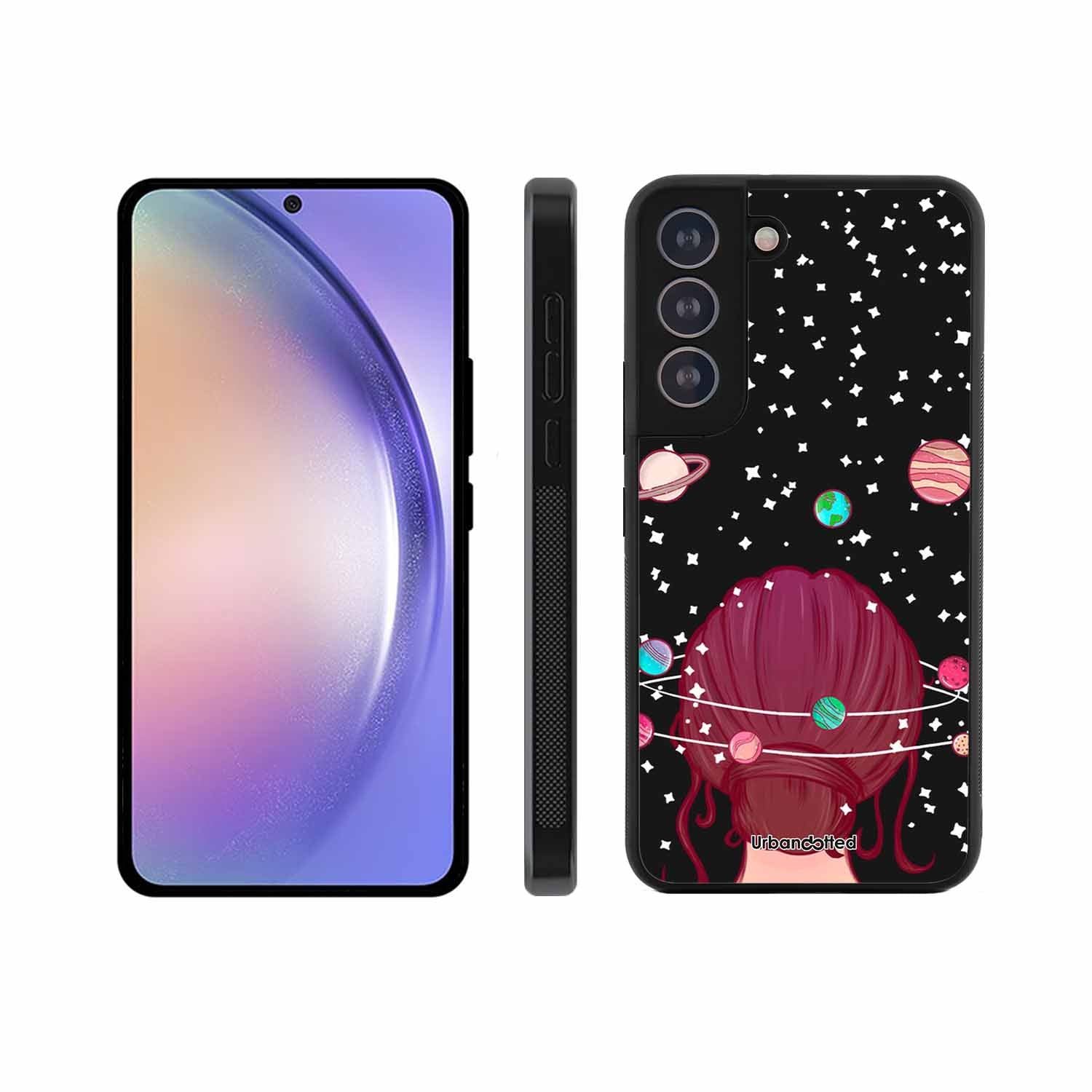 Galactic Hair Space Girl Glass Case For Samsung S21