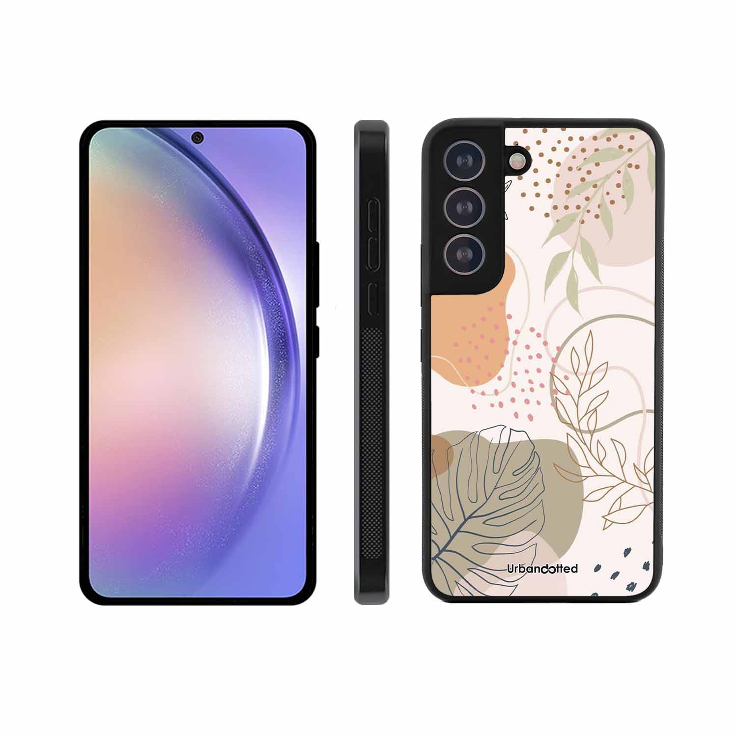 Minimalist Leaf Pattern Glass Case For Samsung S21