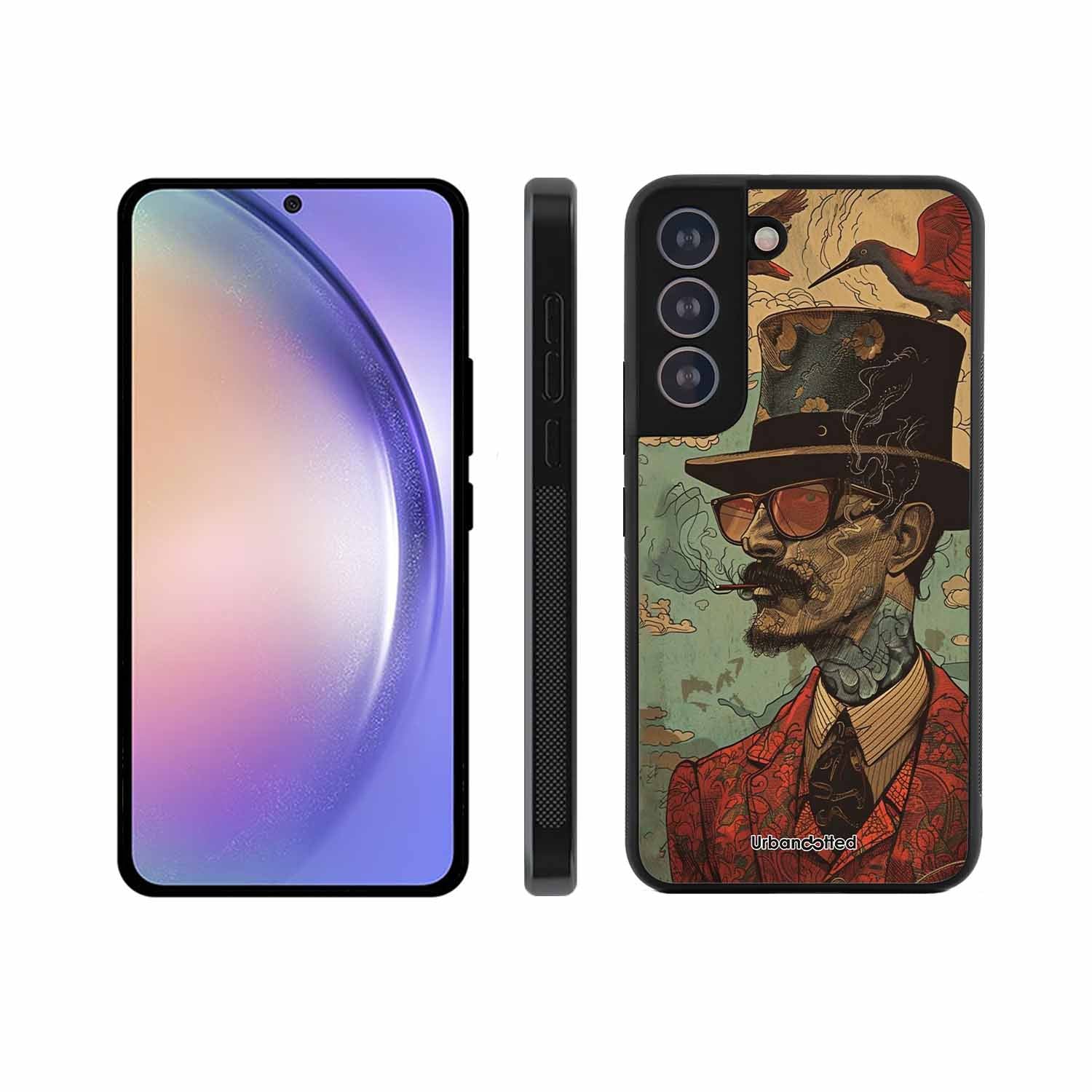 Steampunk Gentleman Smoker Glass Case For Samsung S21 Plus