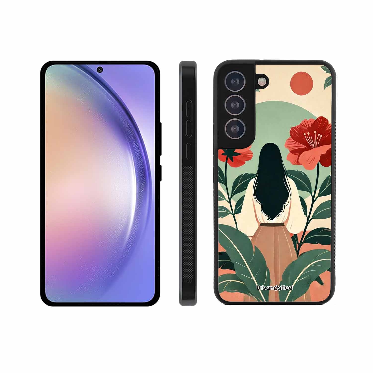 Woman in Floral Garden Glass Case For Samsung S21