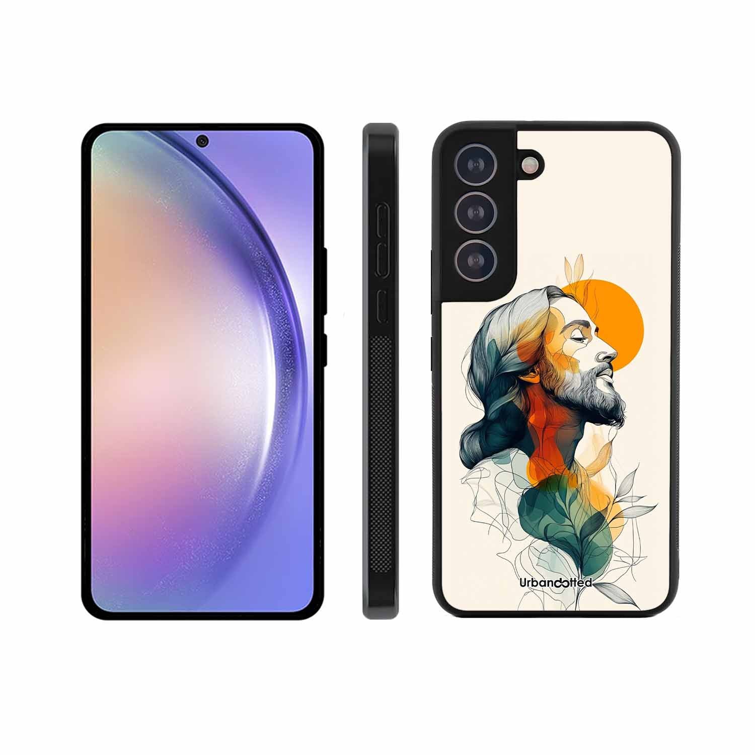 Jesus in Profile Prayer Glass Case For Samsung S21 Plus