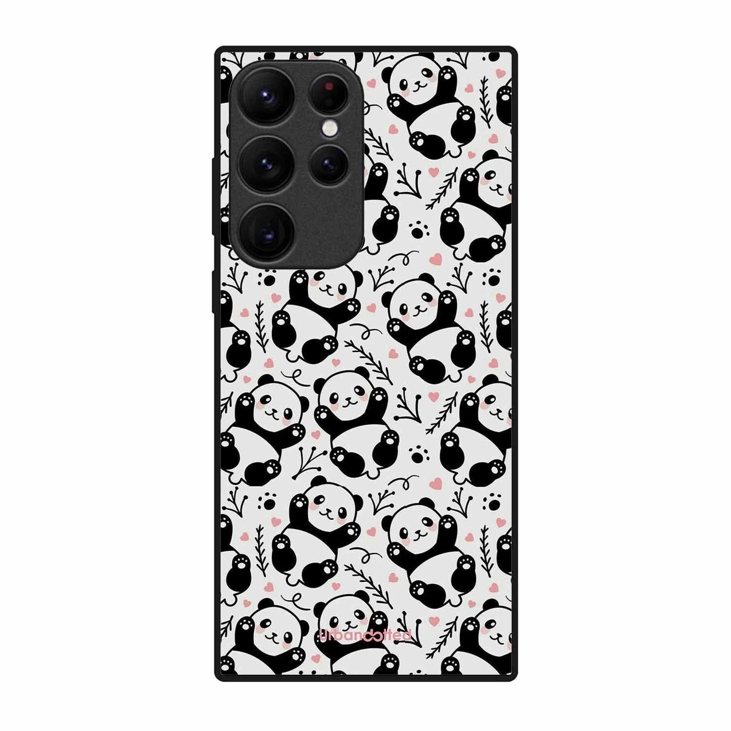 Cute Doodle Panda Glass Case For Samsung S22 Ultra 5G