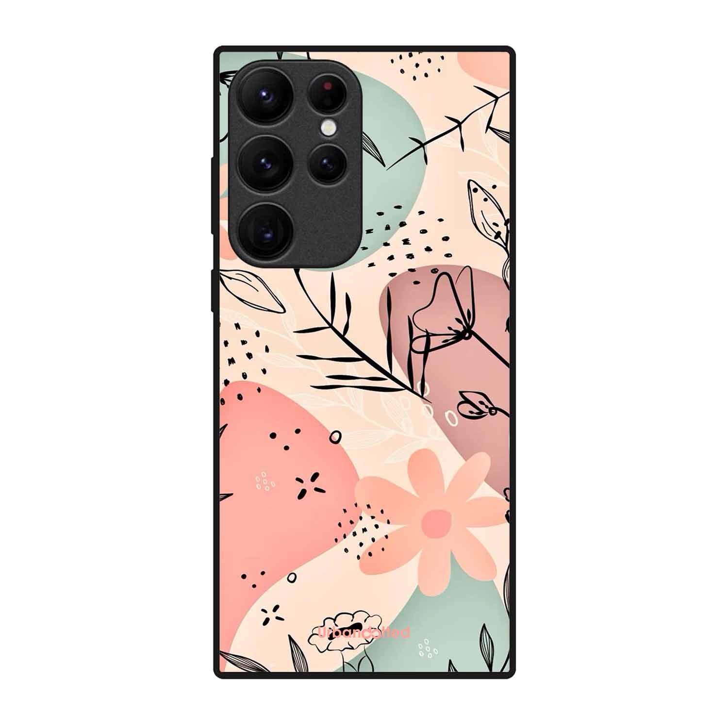 Abstract Floral Glass Case For Samsung S22 Ultra 5G