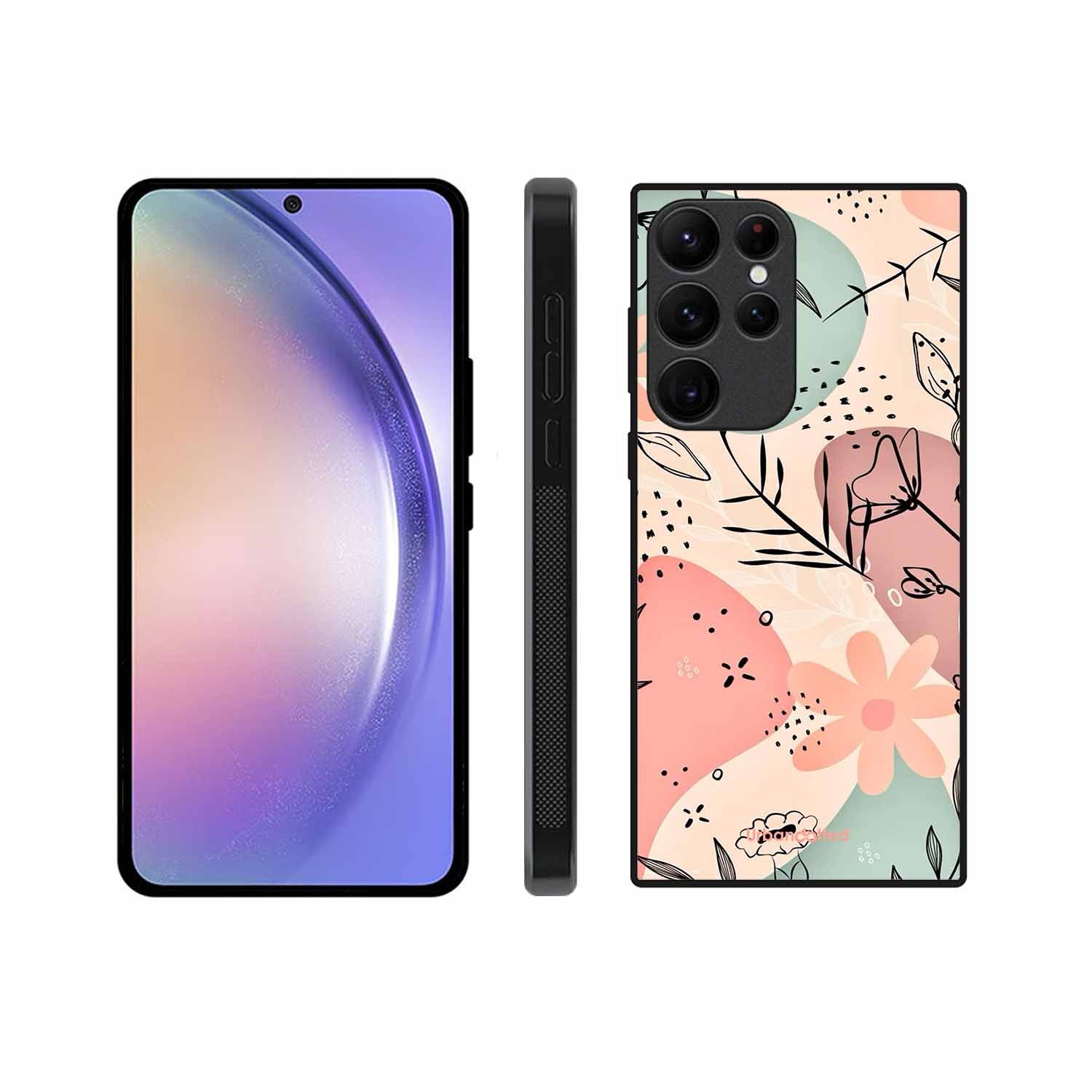 Abstract Floral Glass Case For Samsung S22 Ultra 5G