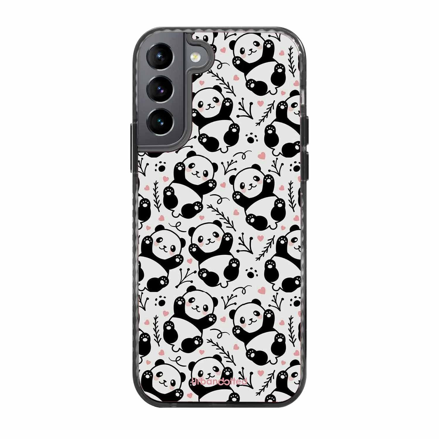 Cute Doodle Panda Glass Case For Samsung S22 Plus 5G