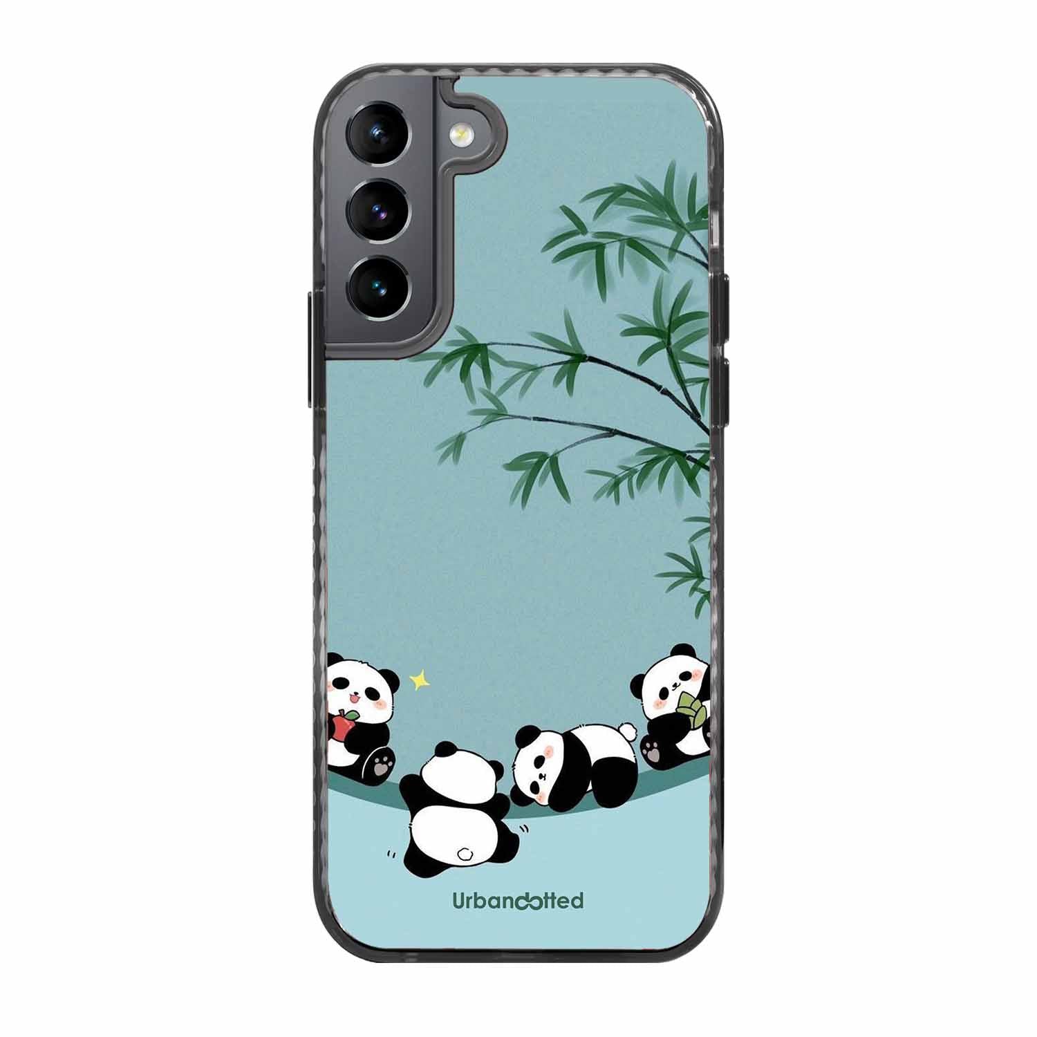 Cute Resting Pandas Glass Case For Samsung S22 Plus 5G