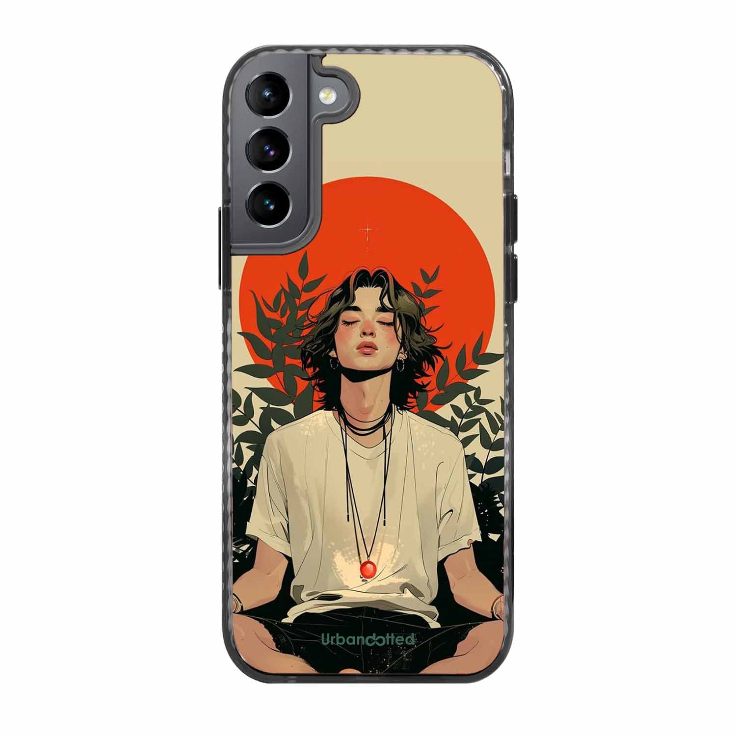 Meditating Figure Glass Case For Samsung S22 Plus 5G