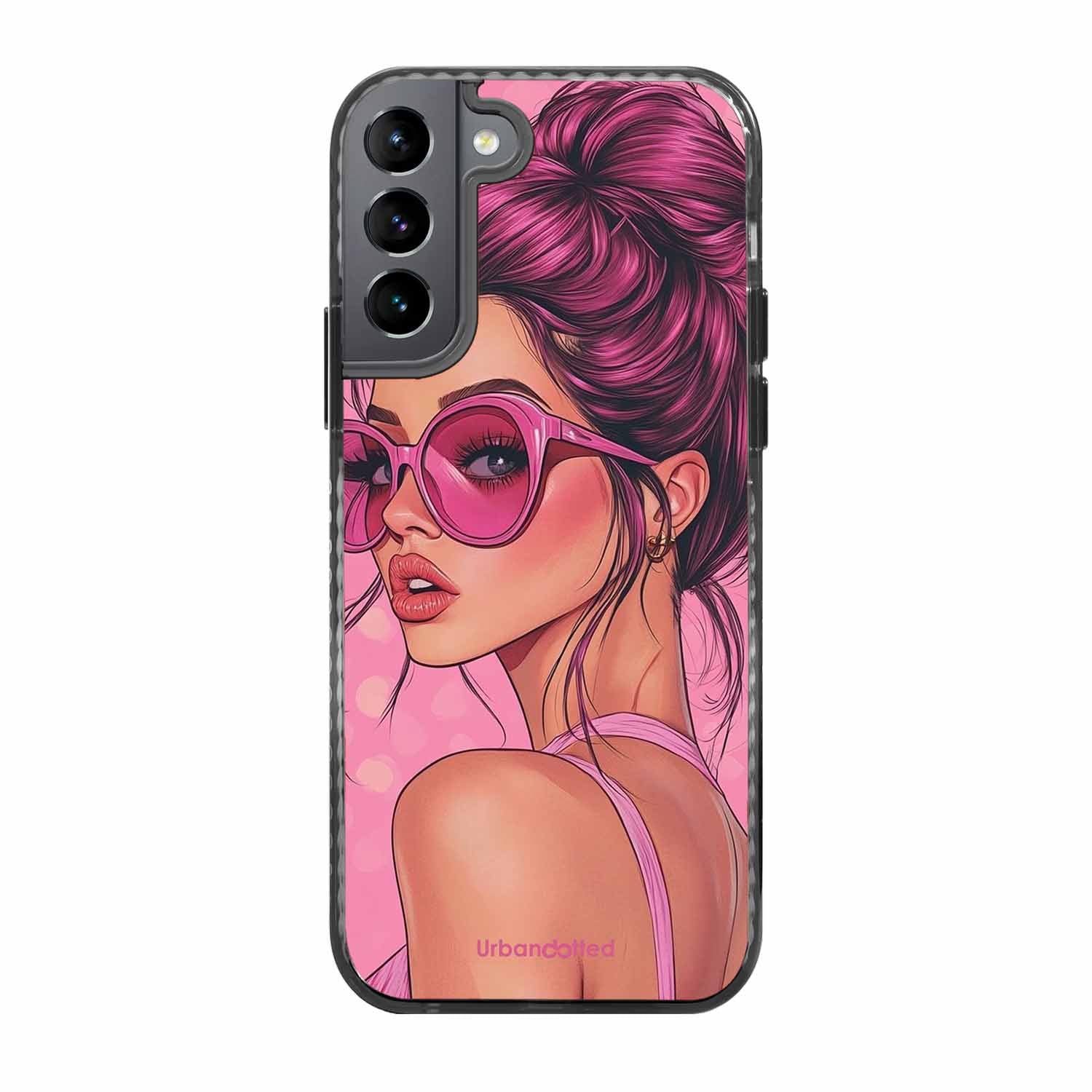 Retro Sunglasses Girl Glass Case For Samsung S22 Plus 5G