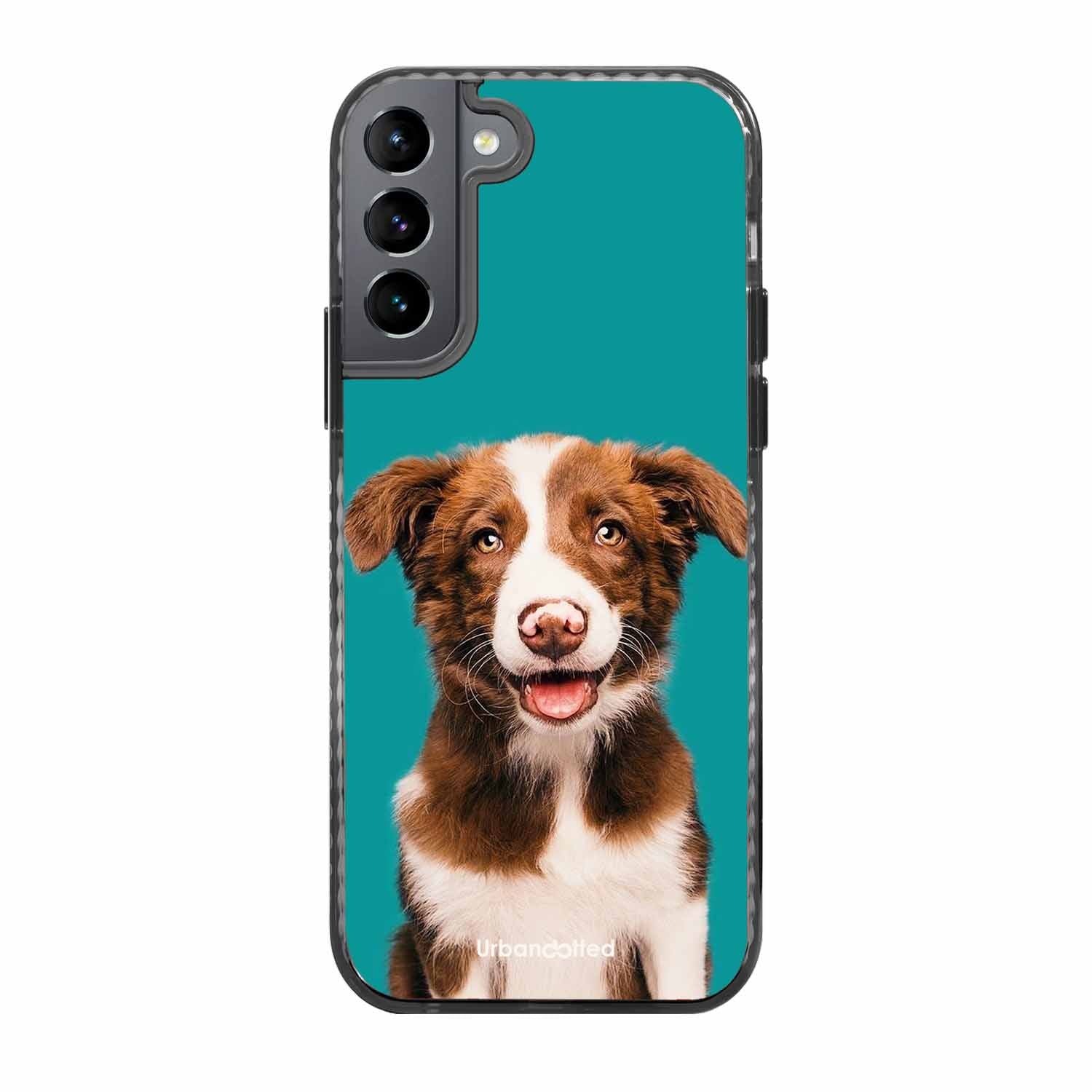 Smiling Dog Portrait Glass Case For Samsung S22 Plus 5G