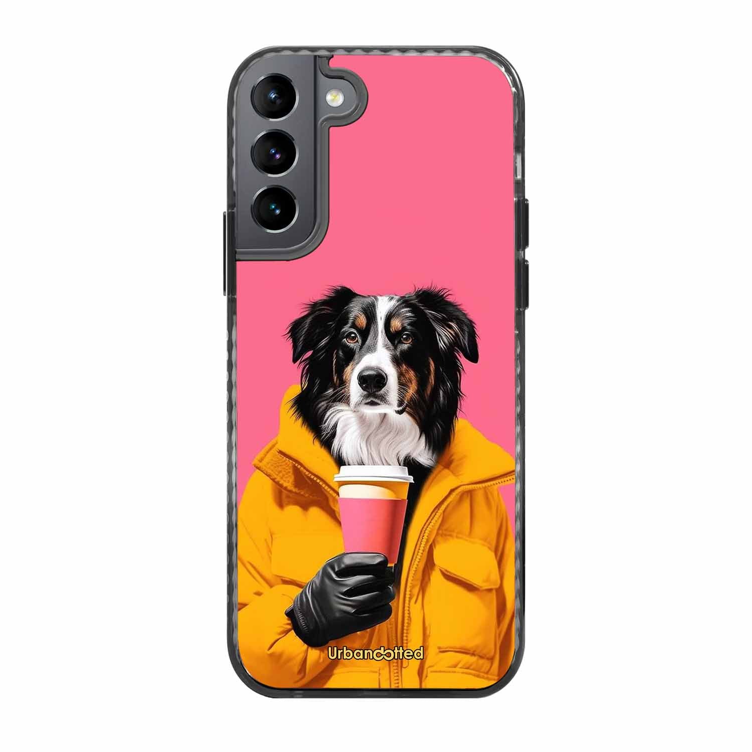 Trendy Dog with Drink Glass Case For Samsung S22 5G