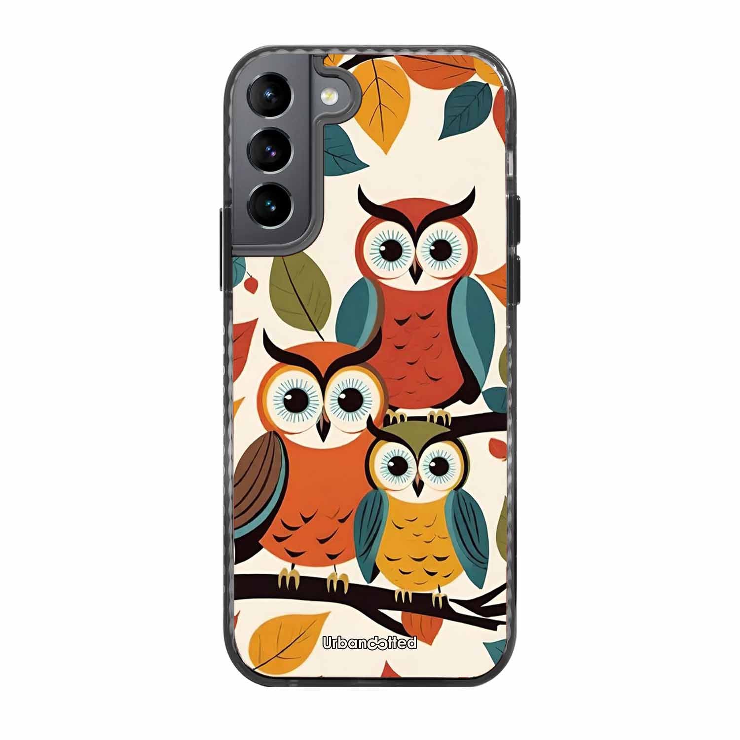 Retro Owl Family Glass Case For Samsung S22 Plus 5G