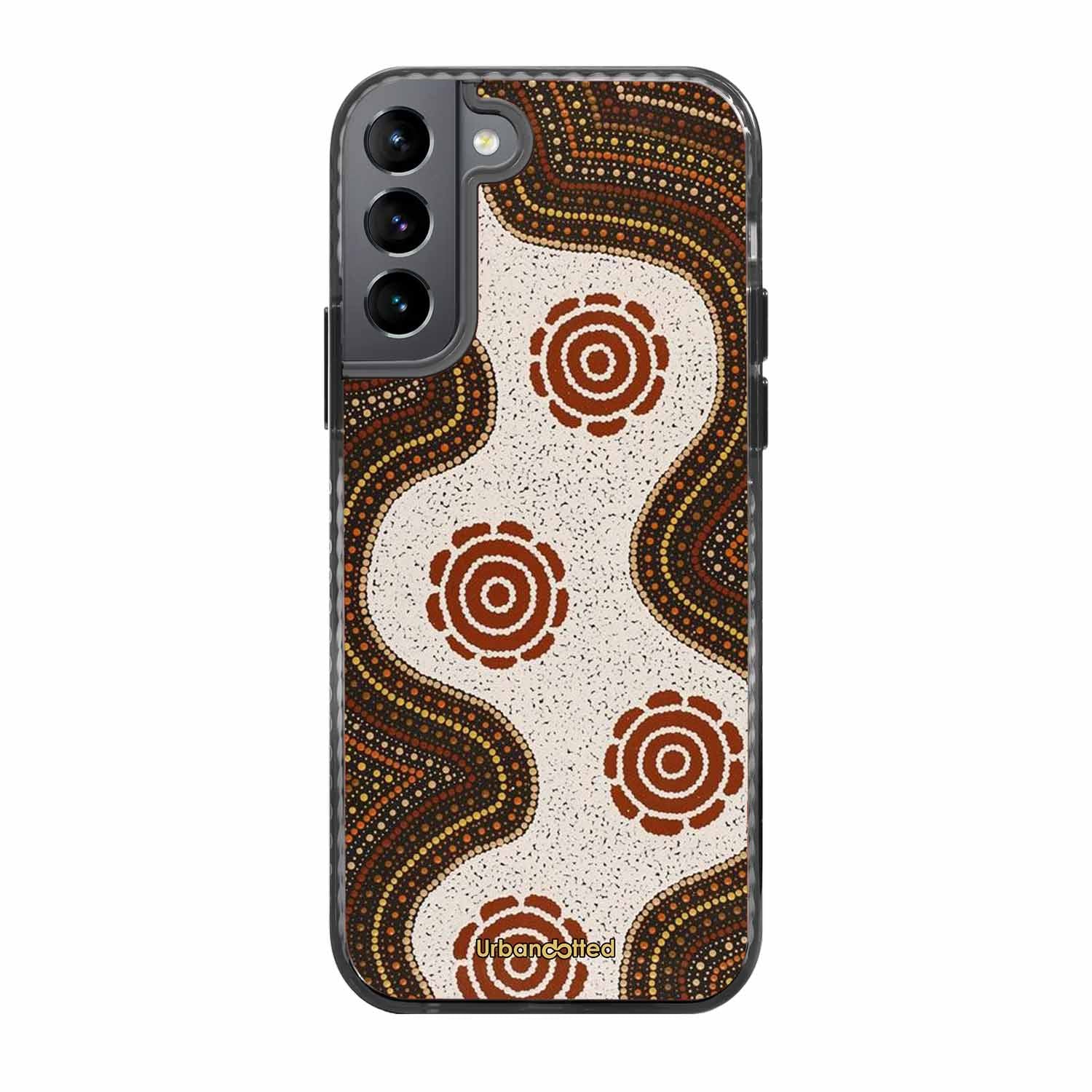Aboriginal Dot Art Flow Glass Case For Samsung S22 5G